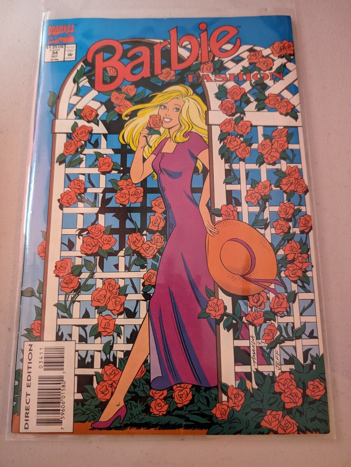 Vintage 1993 BARBIE Fashion, Marvel Comic Book - 1991 SERIES - Issue October #34
