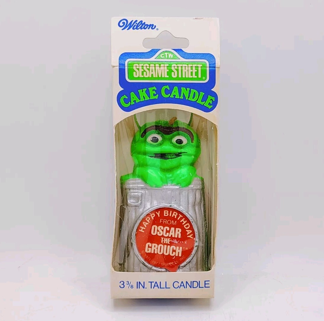 Vtg Sesame Street 1977 Oscar The Grouch Birthday Candle By Wilton RARE Vtg Sesame Street 1977 Oscar The Grouch Birthday Candle By Wilton RARE