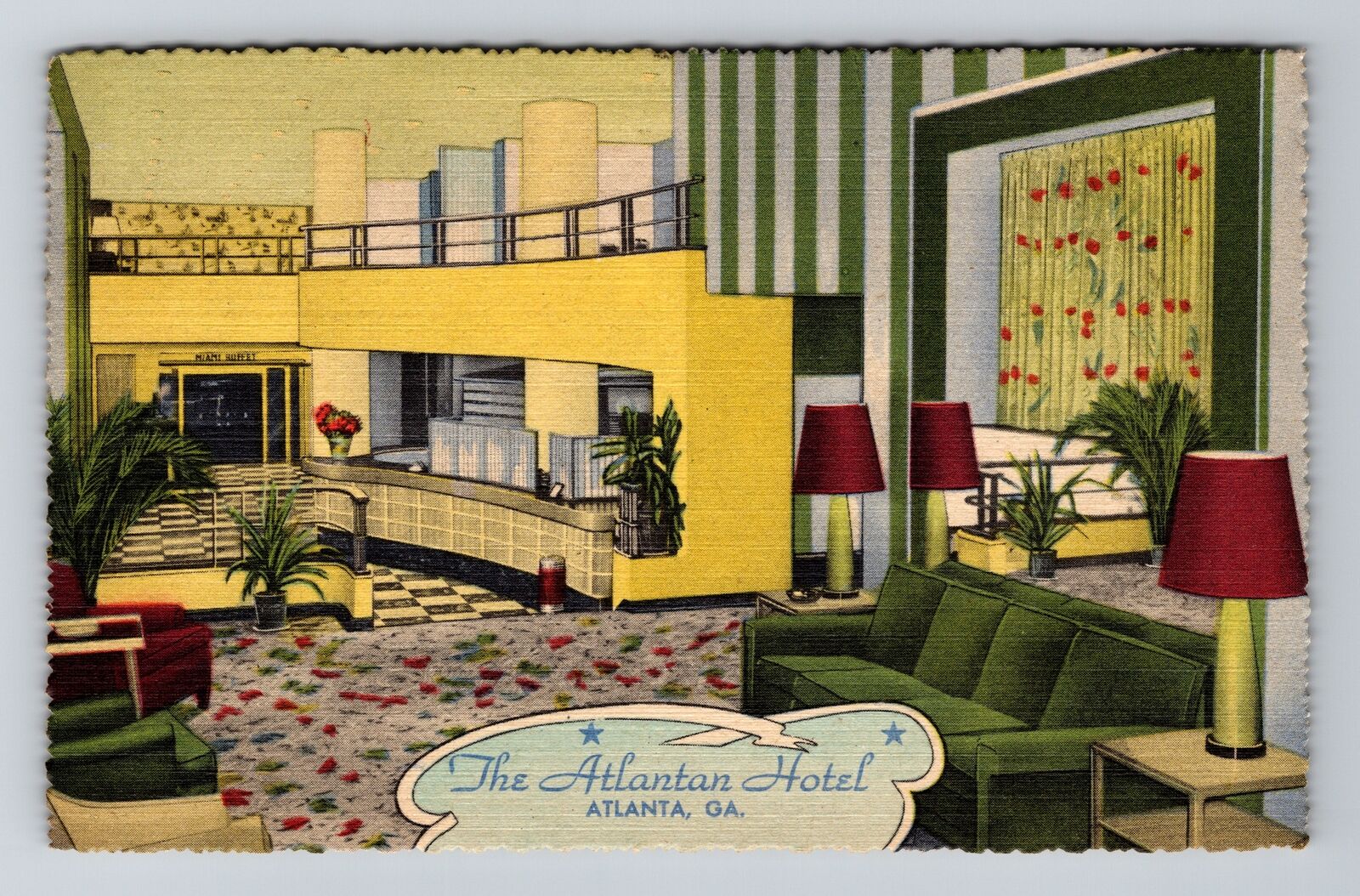 Atlanta GA-Georgia, The Atlantan Hotel, Advertising Linen Vintage Postcard
