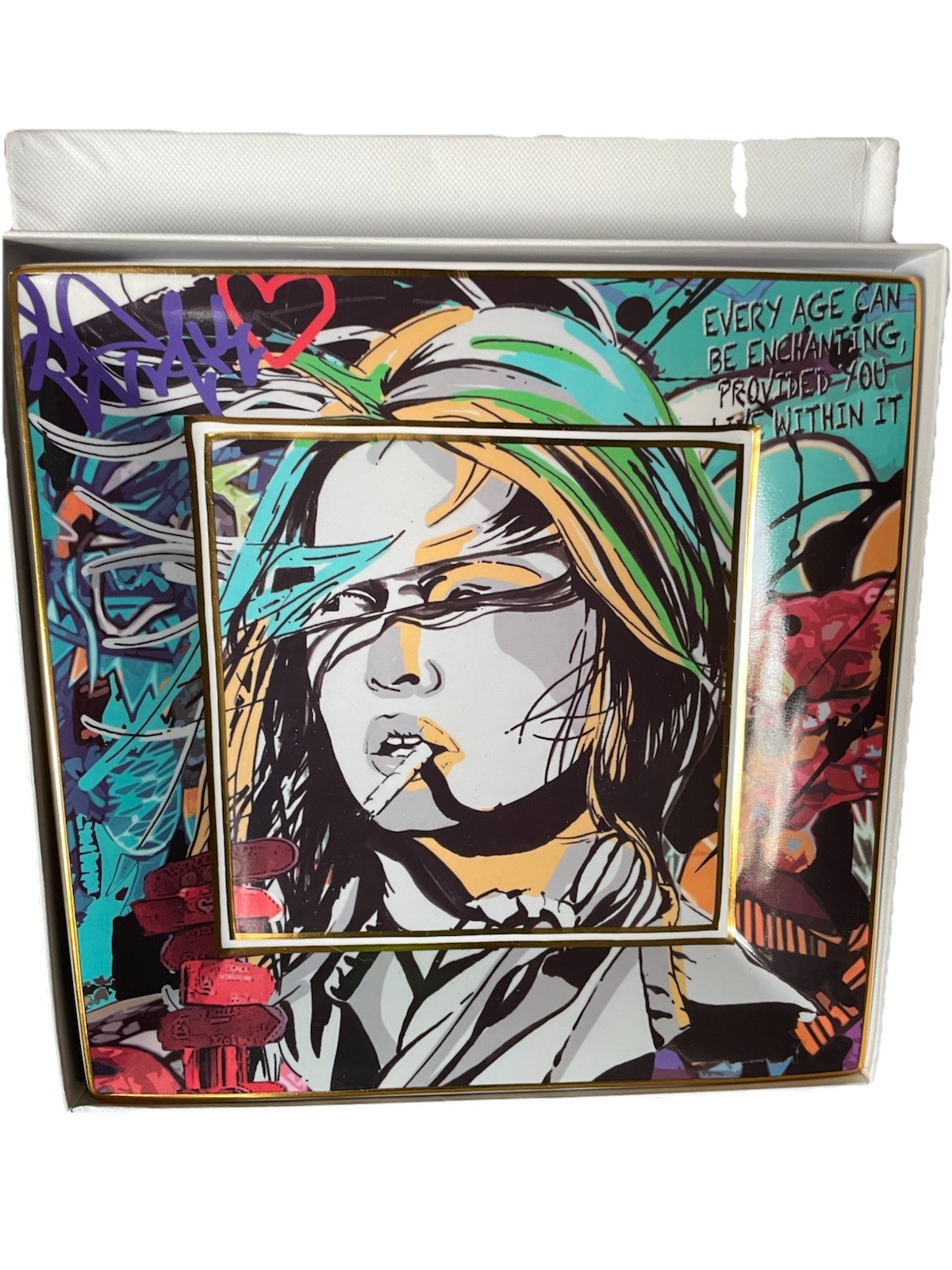 Brigitte Bardot Baci Milano Tray / Trinket Street Art Approx 10” x 10”