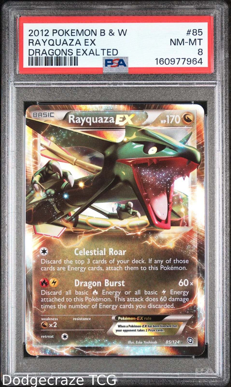 2012 Pokemon Dragons Exalted Rayquaza EX 85/124 PSA 8 2012 Pokemon Dragons Exalted Rayquaza EX 85/124 PSA 8
