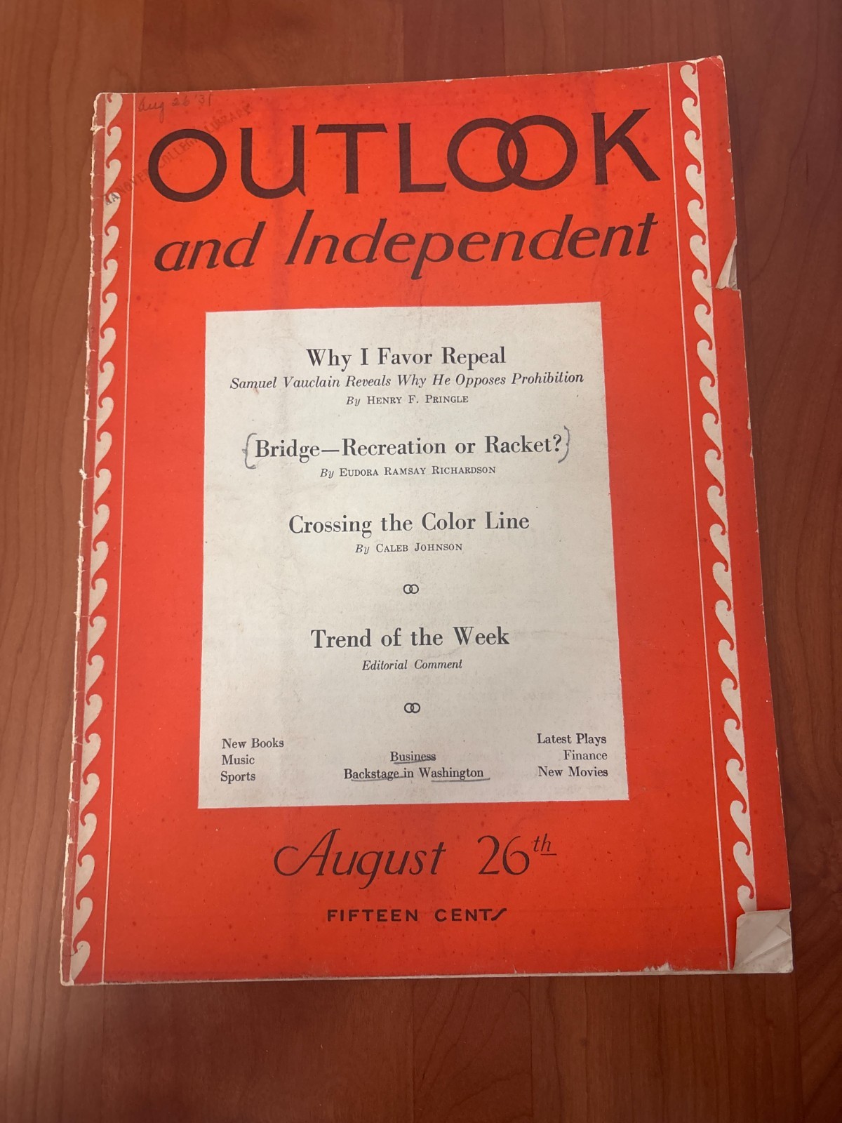 FREE SHIP Aug. 26, 1931 Outlook Independent Magazine FREE SHIP Aug. 26, 1931 Outlook Independent Magazine