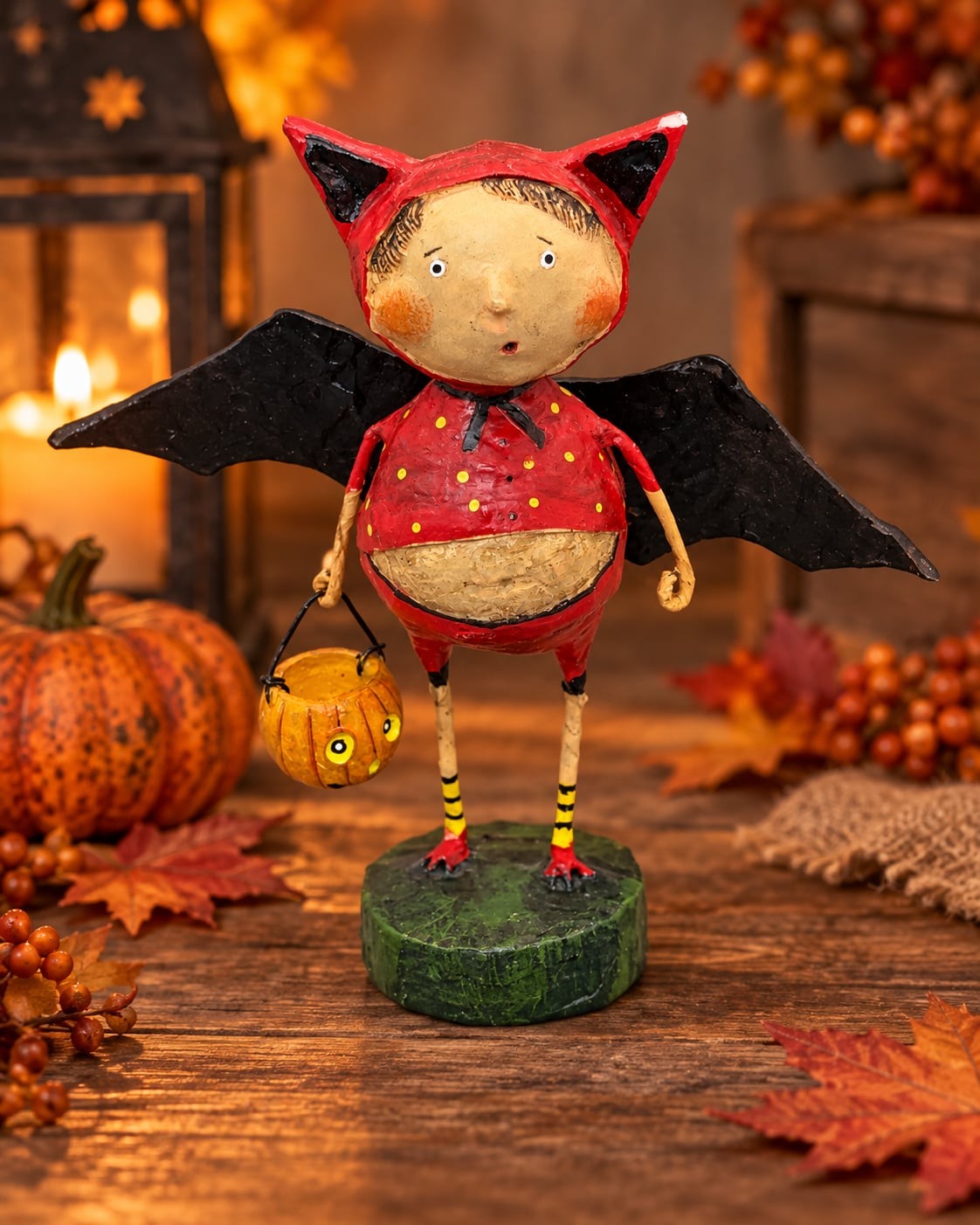 Lori Mitchell Bat Boy Ben Halloween Figurine Rare Red Variant Retired ESC Vtg Lori Mitchell Bat Boy Ben Halloween Figurine Rare Red Variant Retired ESC Vtg