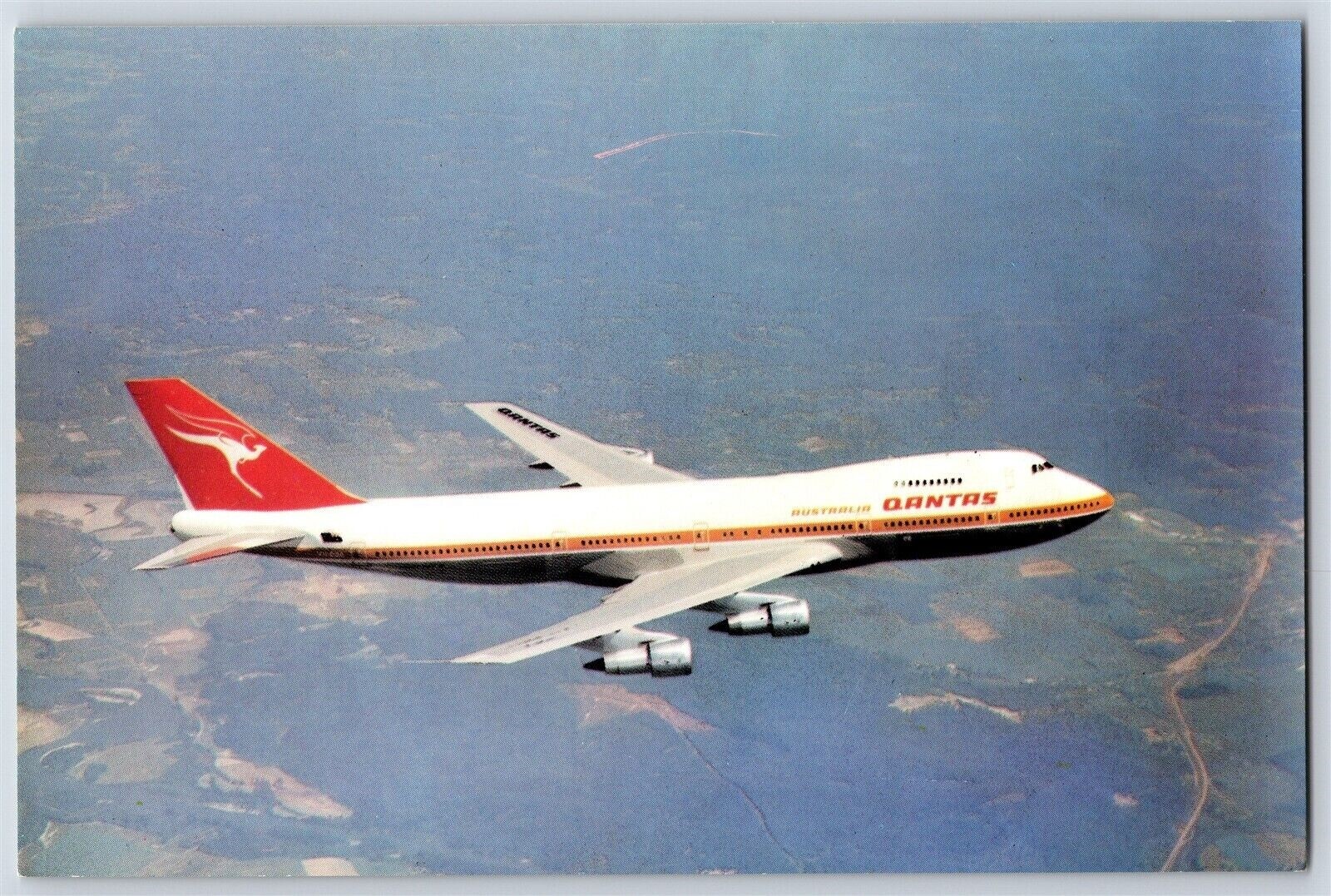 Airplane Postcard Qantas Airlines Boeing 747 Jumbo Jet In Flight BO1 Airplane Postcard Qantas Airlines Boeing 747 Jumbo Jet In Flight BO1