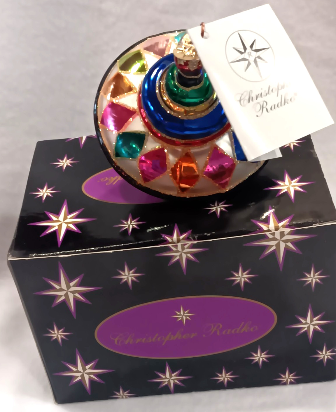Christopher Radko Glass Ornament RAZZLE TOP Reflector 01-0004-0 NEW 2001 Christopher Radko Glass Ornament RAZZLE TOP Reflector 01-0004-0 NEW 2001