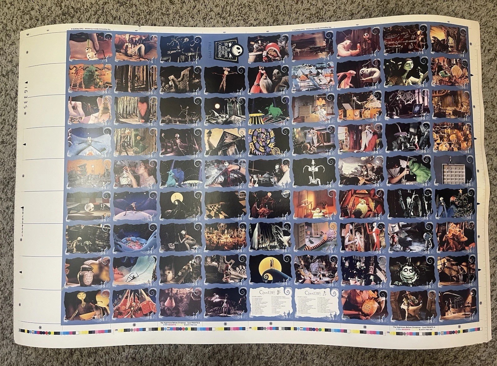 VTG UNCUT SHEET Nightmare Before Christmas Trading Cards Set 1993 SkyBox RARE VTG UNCUT SHEET Nightmare Before Christmas Trading Cards Set 1993 SkyBox RARE