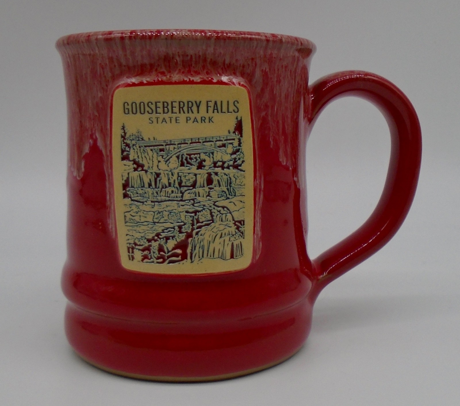 NEW DENEEN POTTERY GOOSEBERRY FALLS STATE PARK, MN RED COFFEE CUP MUG 2025 NEW DENEEN POTTERY GOOSEBERRY FALLS STATE PARK, MN RED COFFEE CUP MUG 2025