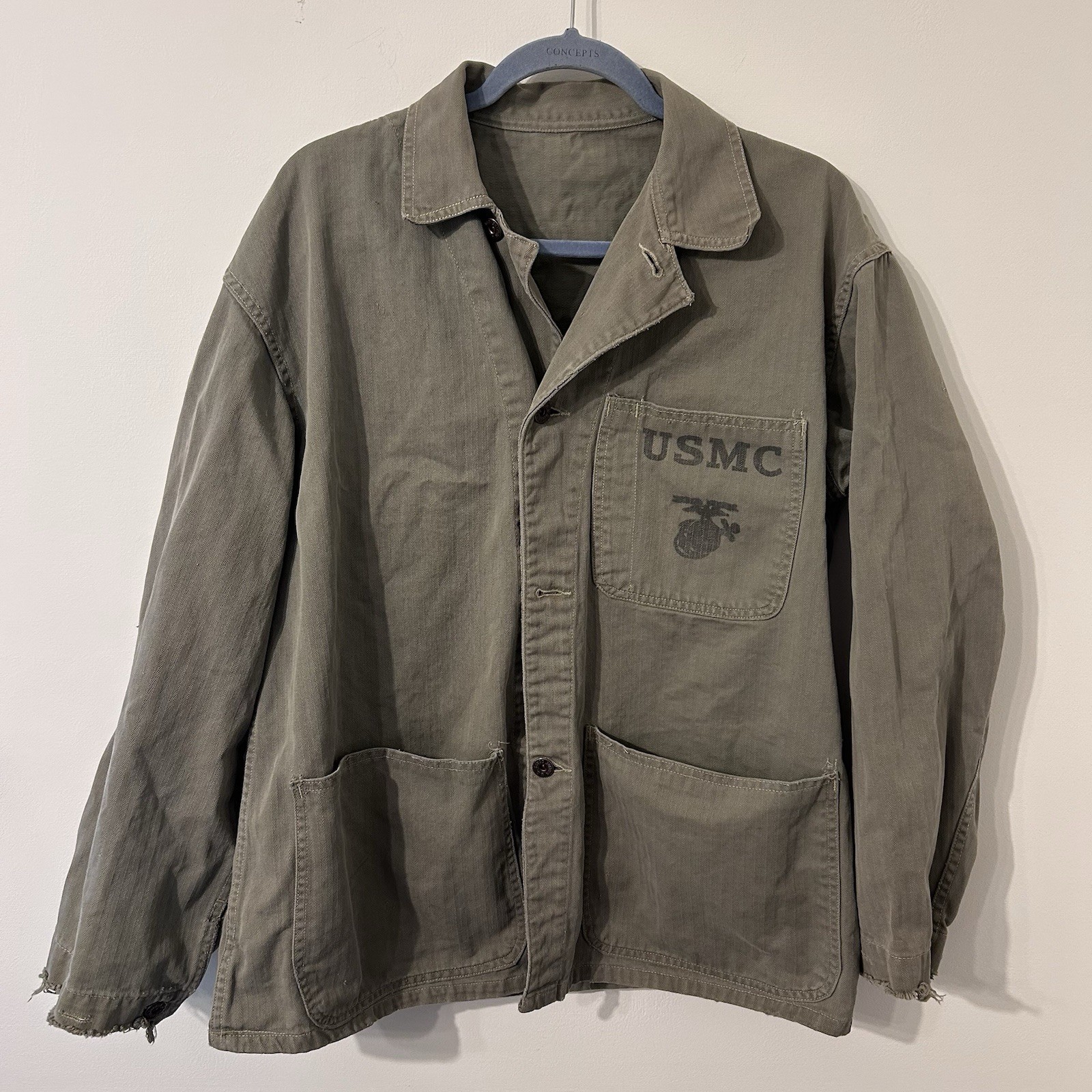 USMC P-41 HBT Herringbone Twill Utility Jacket Vintage 1940s M/L* 1940s WWII Era USMC P-41 HBT Herringbone Twill Utility Jacket Vintage 1940s M/L* 1940s WWII Era