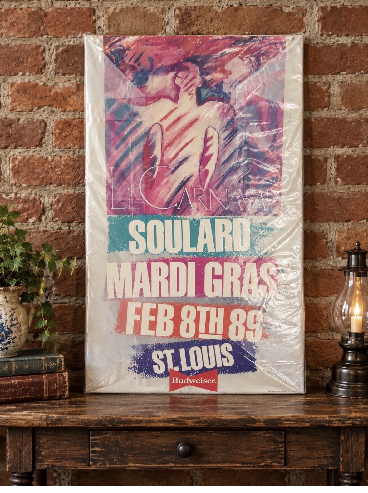 Vintage 1989 Soulard Mardi Gras Poster St Louis Budweiser Beer Advertising Art Vintage 1989 Soulard Mardi Gras Poster St Louis Budweiser Beer Advertising Art