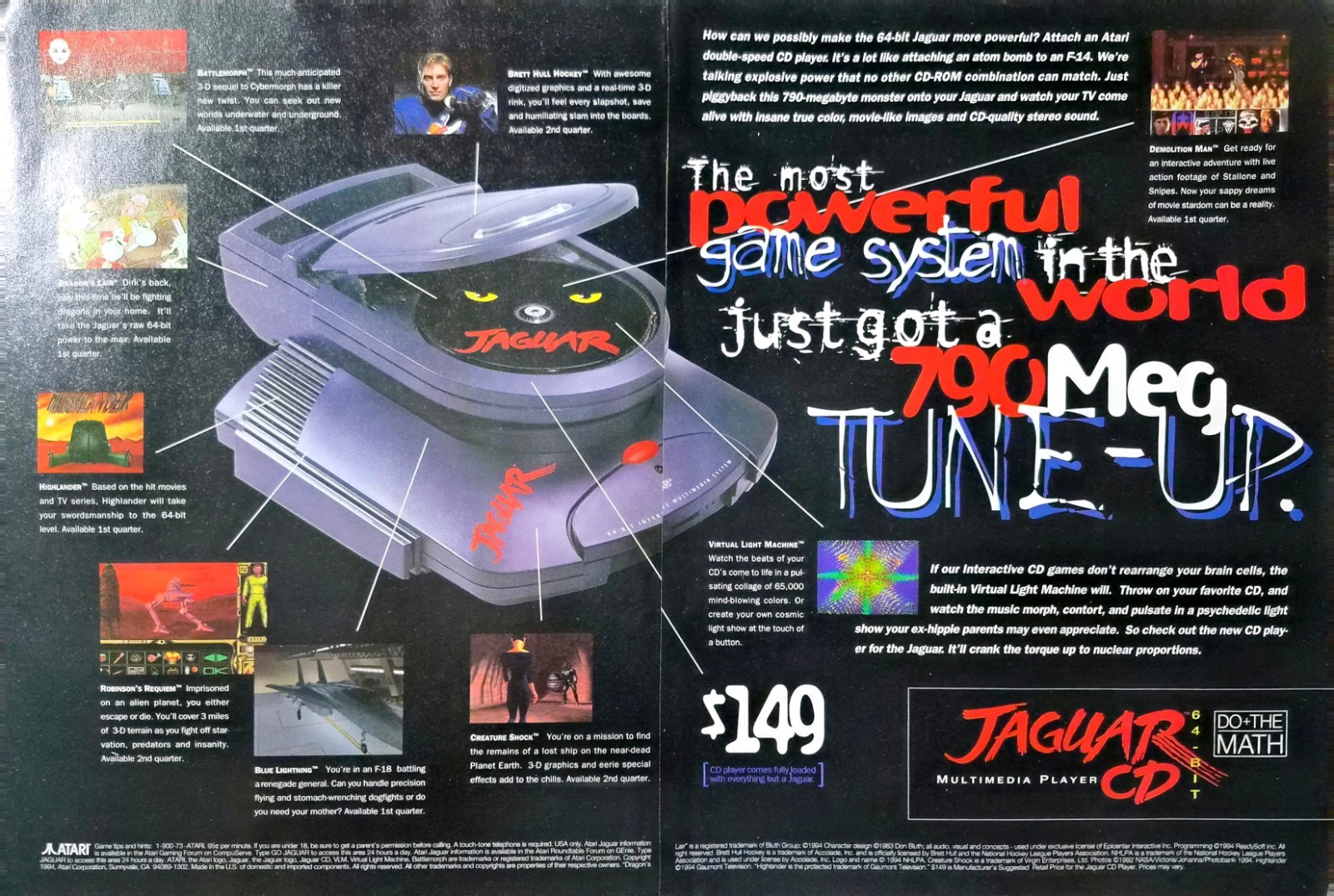 Jaguar CD Atari Vintage Wall Print Ad 16x11 1995 Jaguar CD Atari Vintage Wall Print Ad 16x11 1995