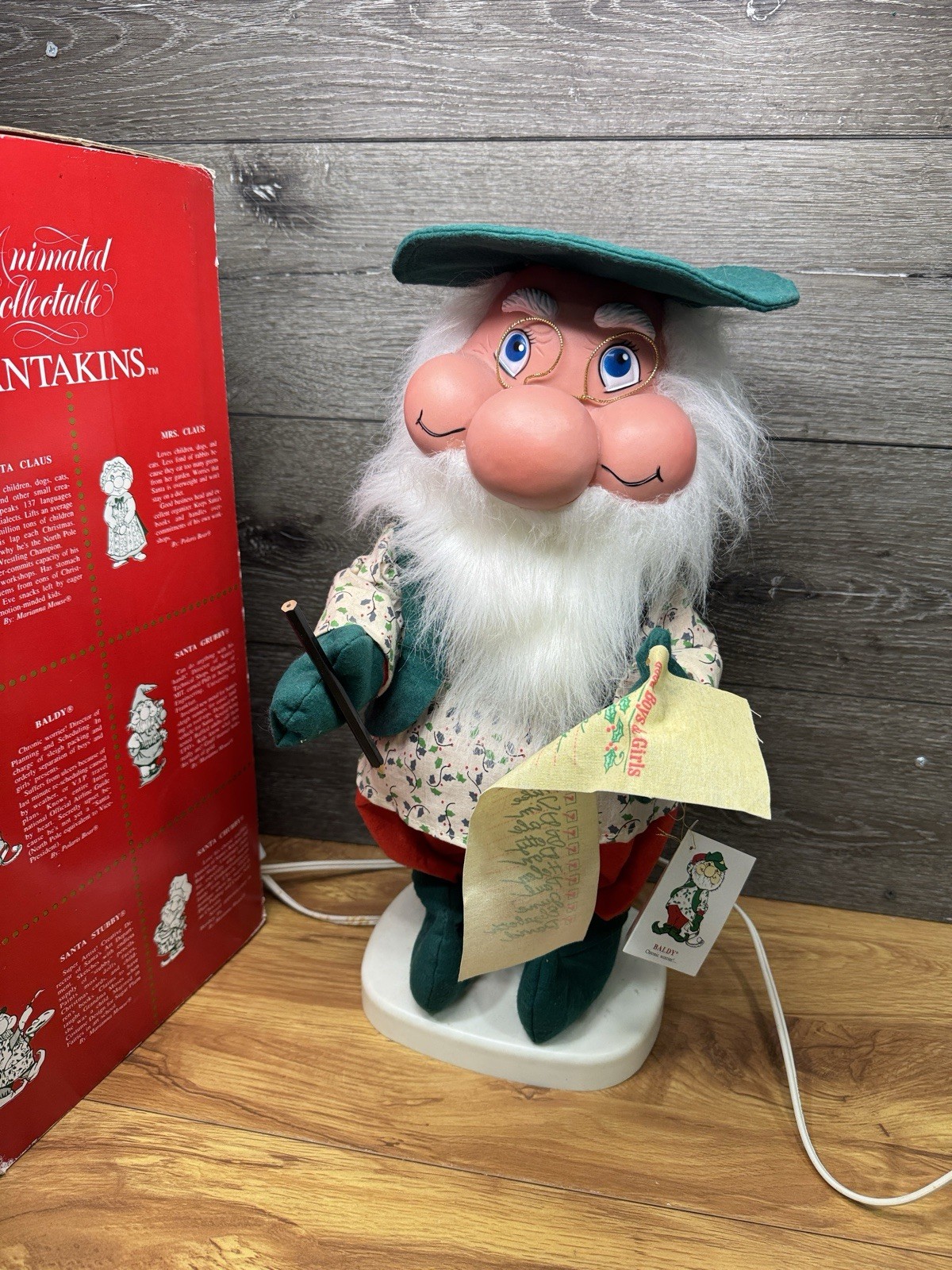 VTG Santakins SANTA BALDY 18.5” Animated Christmas Gnome w/Santa\'s List WORKS VTG Santakins SANTA BALDY 18.5” Animated Christmas Gnome w/Santa\'s List WORKS