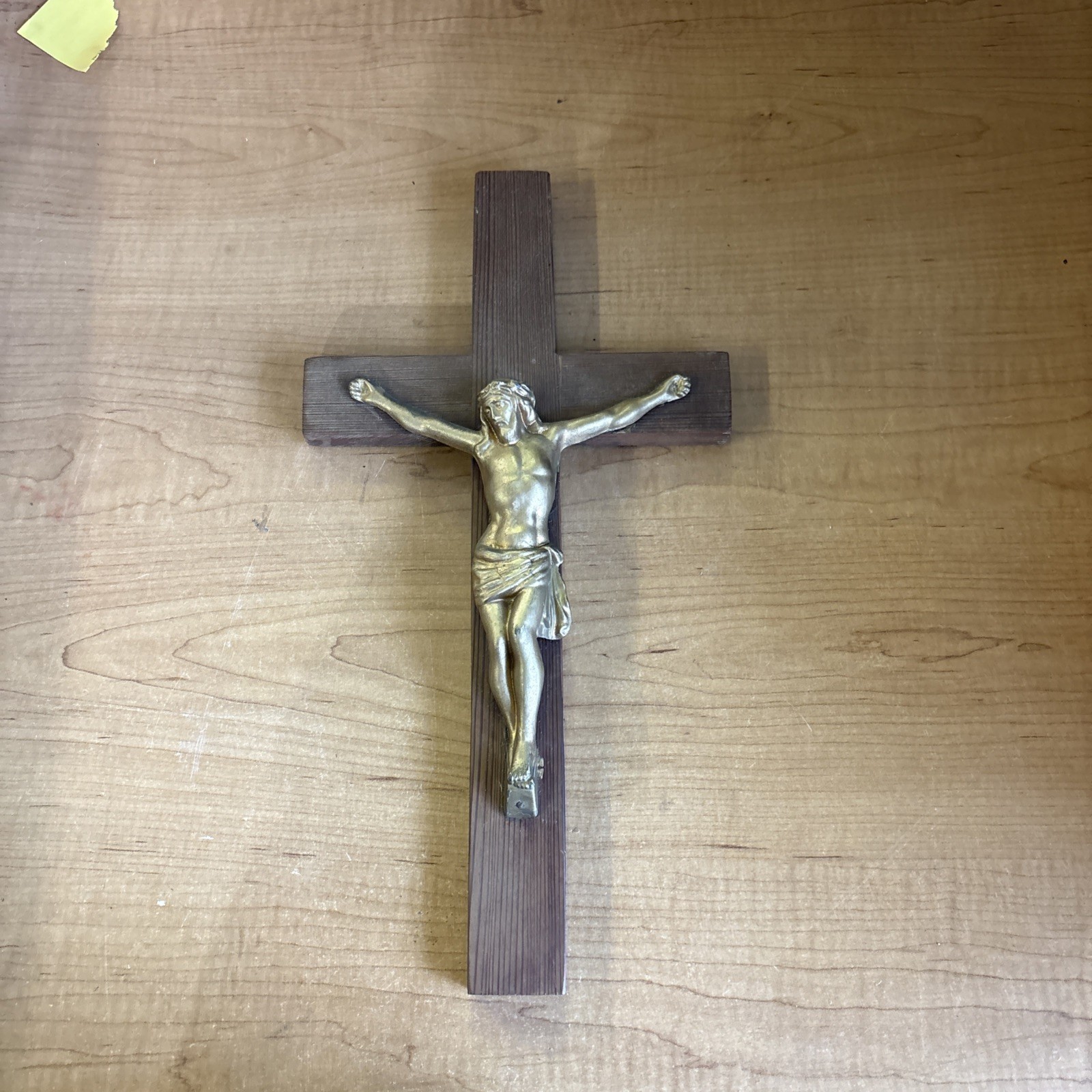 Antique Religious Crucifix INRI Wall Hanging Crucifixion Jesus Wood Cross 17” H Antique Religious Crucifix INRI Wall Hanging Crucifixion Jesus Wood Cross 17” H