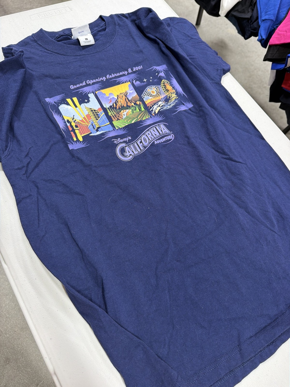 Disney California Adventure Grand Opening February 8 2001 T-Shirt Navy Size L Disney California Adventure Grand Opening February 8 2001 T-Shirt Navy Size L