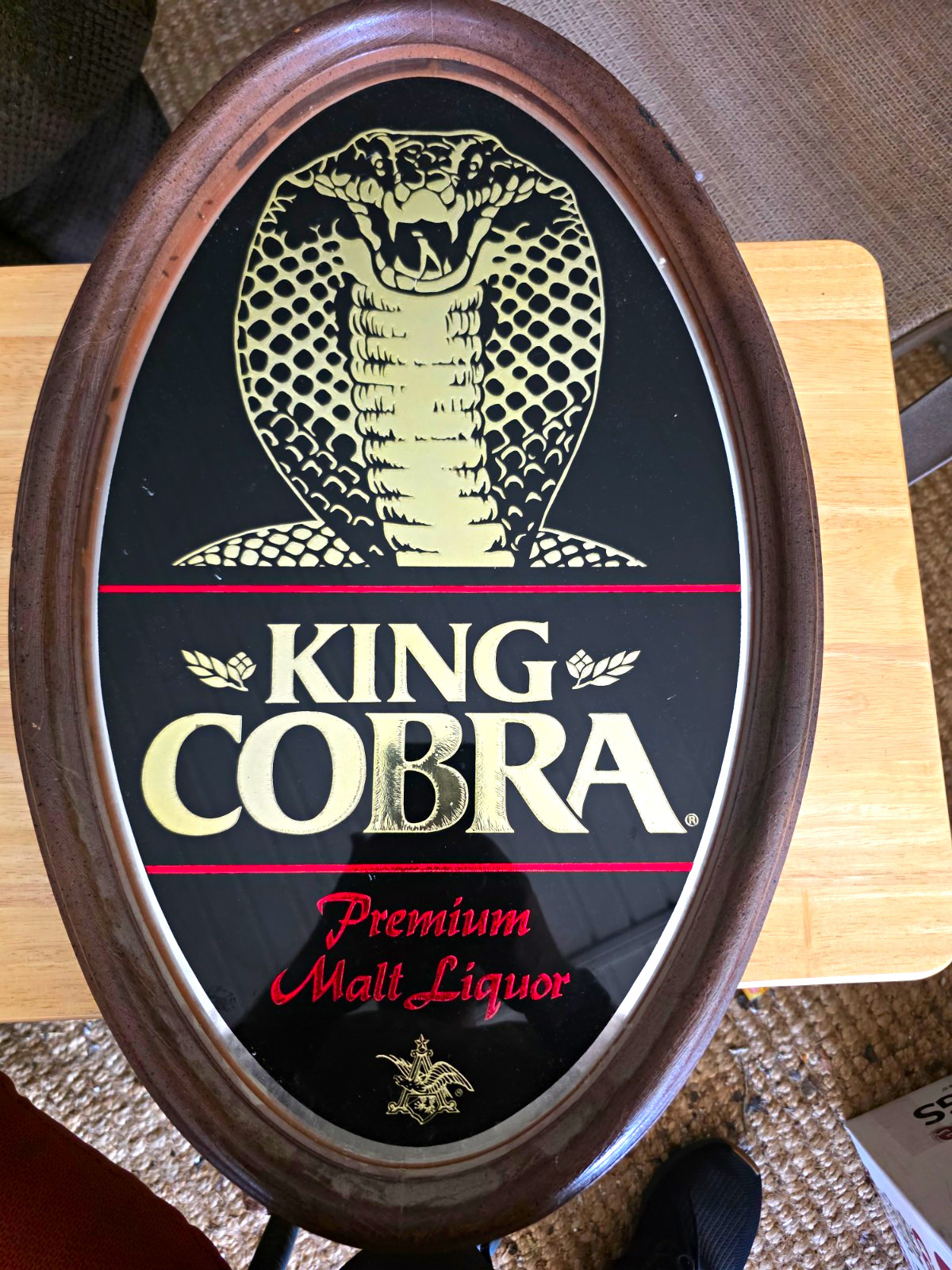 King Cobra Premium Malt Liquor Oval Advertising Sign 1981 Original