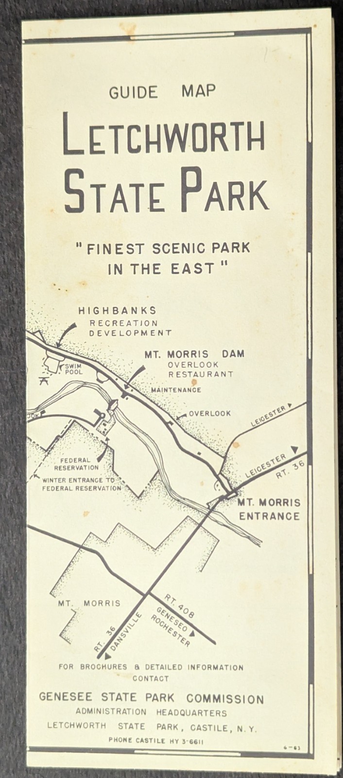 ***VINTAGE 1953 LETCHWORTH STATE PARK N.Y. GUIDE MAP*** ***VINTAGE 1953 LETCHWORTH STATE PARK N.Y. GUIDE MAP***