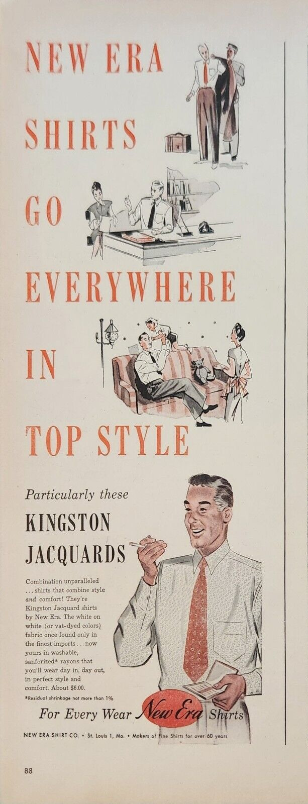 1947 New Era shirts Vintage ad Kingston Jacquards
