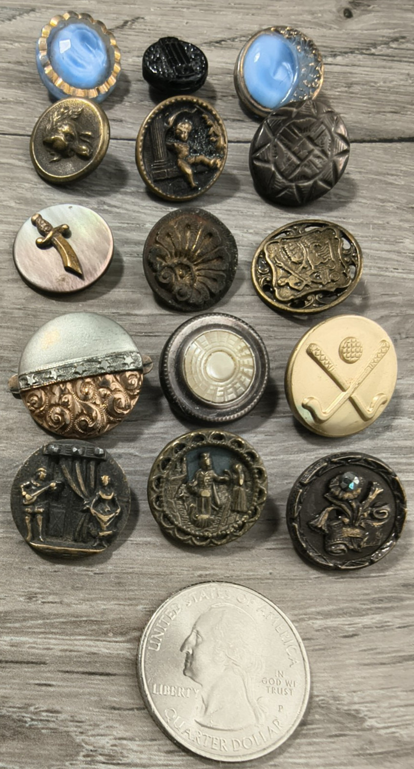 Vintage Antique BUTTON LOT of 15 Small mostly metal buttons odd collectible Vintage Antique BUTTON LOT of 15 Small mostly metal buttons odd collectible