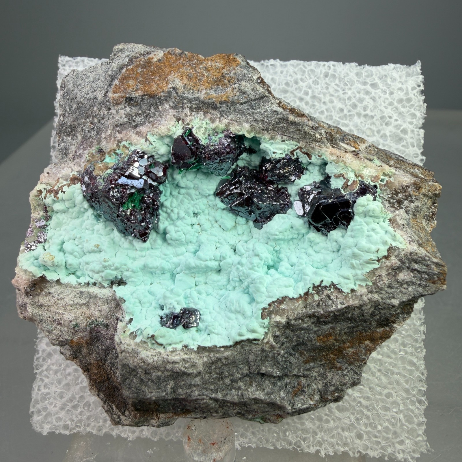Nice Red Cuprite Crystals on Malachite: Mashamba West Mine, Kolwezi, DR Congo Nice Red Cuprite Crystals on Malachite: Mashamba West Mine, Kolwezi, DR Congo