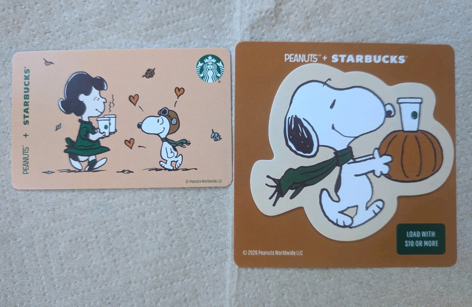 Starbucks Gift Card - NEW SNOOPY PEANUTS - lot of 2 - Starbucks Gift Card - NEW SNOOPY PEANUTS - lot of 2 -