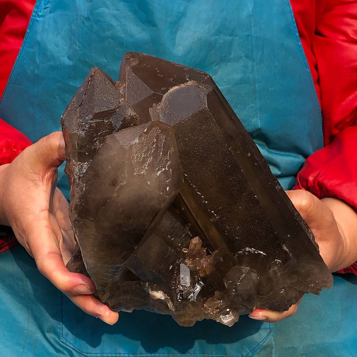 8.44LB Large Natural Black Smoky Quartz Crystal Cluster Raw Mineral Specimen