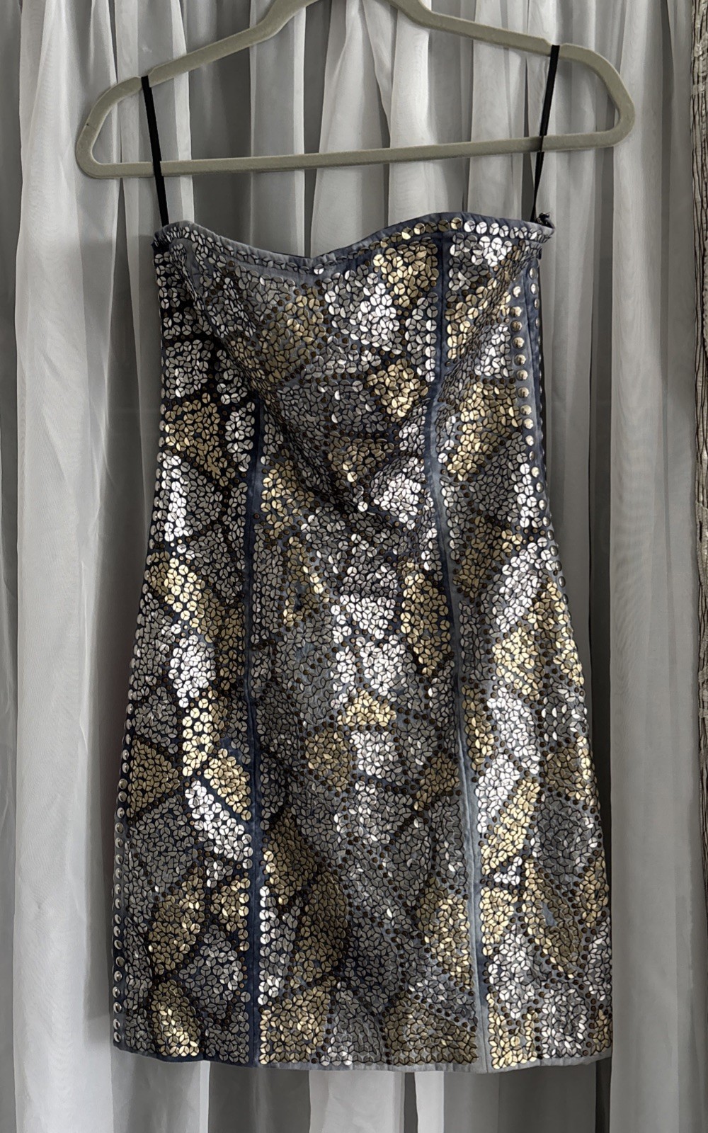 Vtg Y2K Cecilia DeBucourt Jean Sequined Side Studded Mini Sleeveless Dress M Vtg Y2K Cecilia DeBucourt Jean Sequined Side Studded Mini Sleeveless Dress M