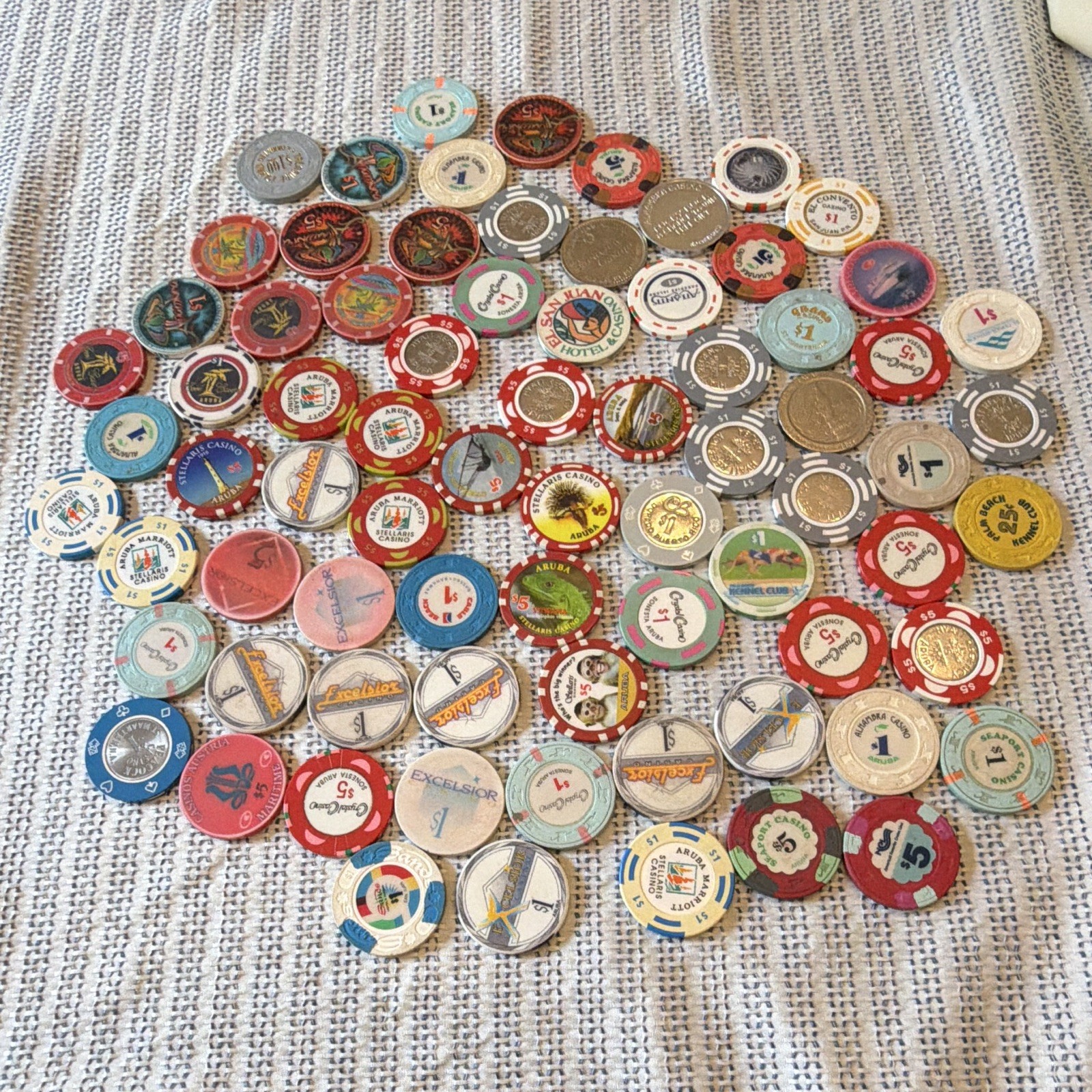 Large Vintage Aruba & Caribbean Casino Chip Collection Lot – 80+ Chips – Rare