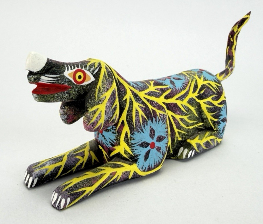 Vintage Oaxacan Alebrije Dog Signed Francisco Melchor Handcarved Folk Art Mexico
