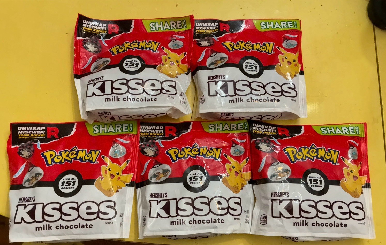 (5) Bags Pokemon Hershey\'s Kisses Share Pack Special Edition Collectible OOP (5) Bags Pokemon Hershey\'s Kisses Share Pack Special Edition Collectible OOP