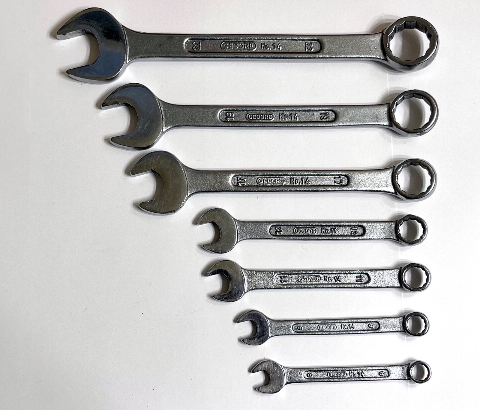Lot of 7 Vintage GEDORE Combo Wrenches 12 Pt No. 14 • Metric 22 19 17 12 11 9 8 Lot of 7 Vintage GEDORE Combo Wrenches 12 Pt No. 14 • Metric 22 19 17 12 11 9 8