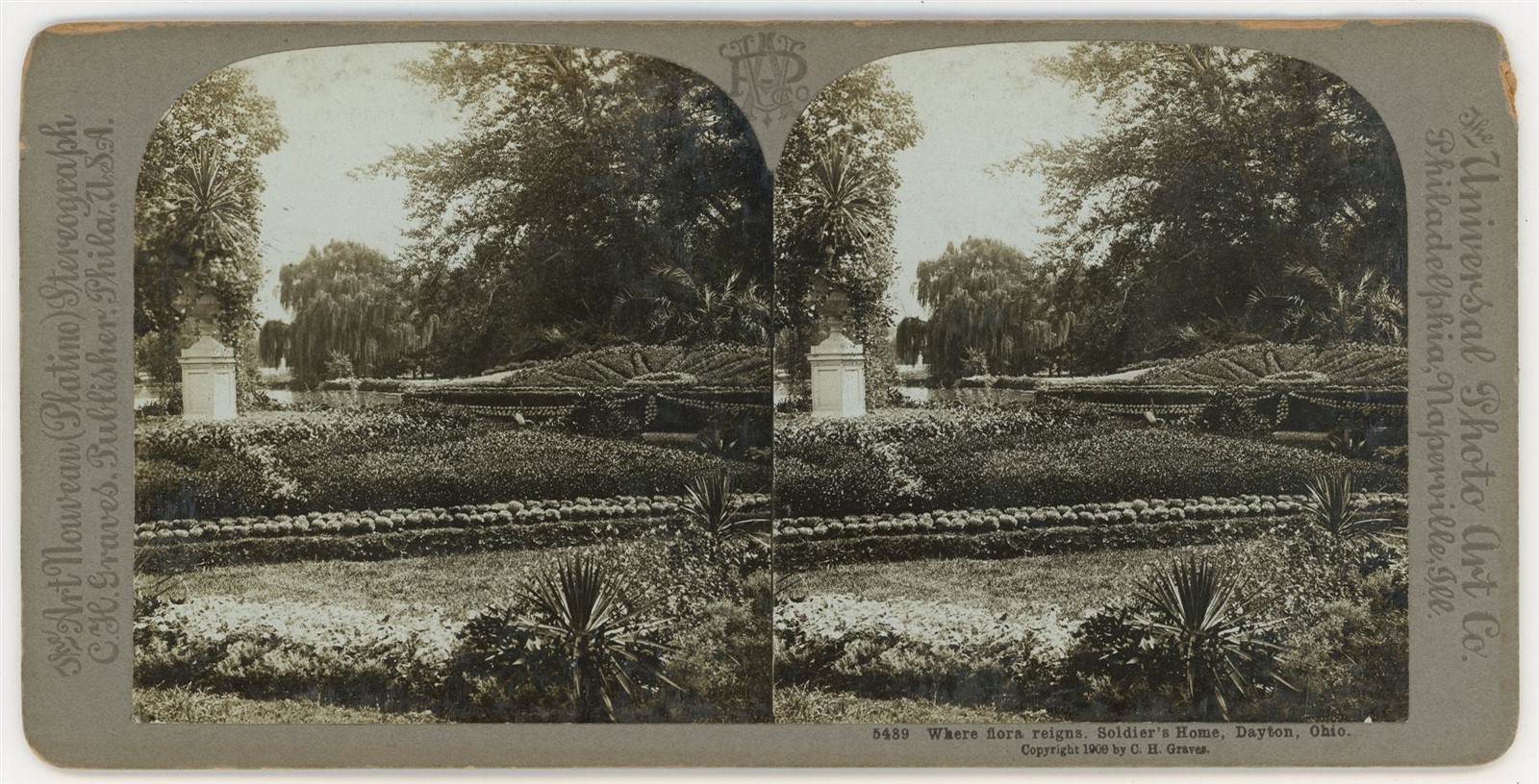 OHIO STEREOVIEW - Dayton - Soldiers Home - Flowers - CH Graves c1900