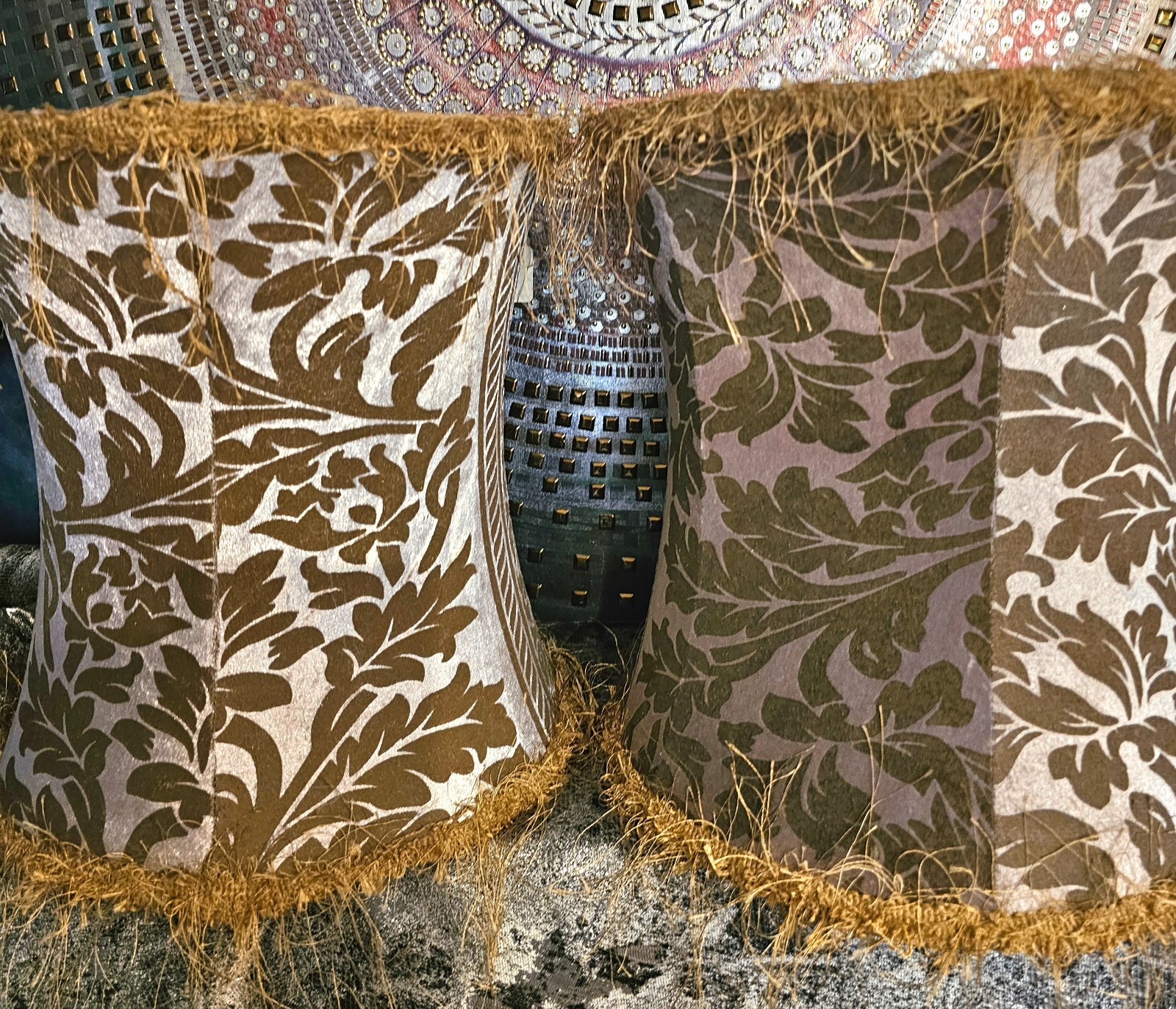 Pair 60s VTG Floral Drum Fabric Lamp Shades Retro Botanical MCM 12 Pair 60s VTG Floral Drum Fabric Lamp Shades Retro Botanical MCM 12