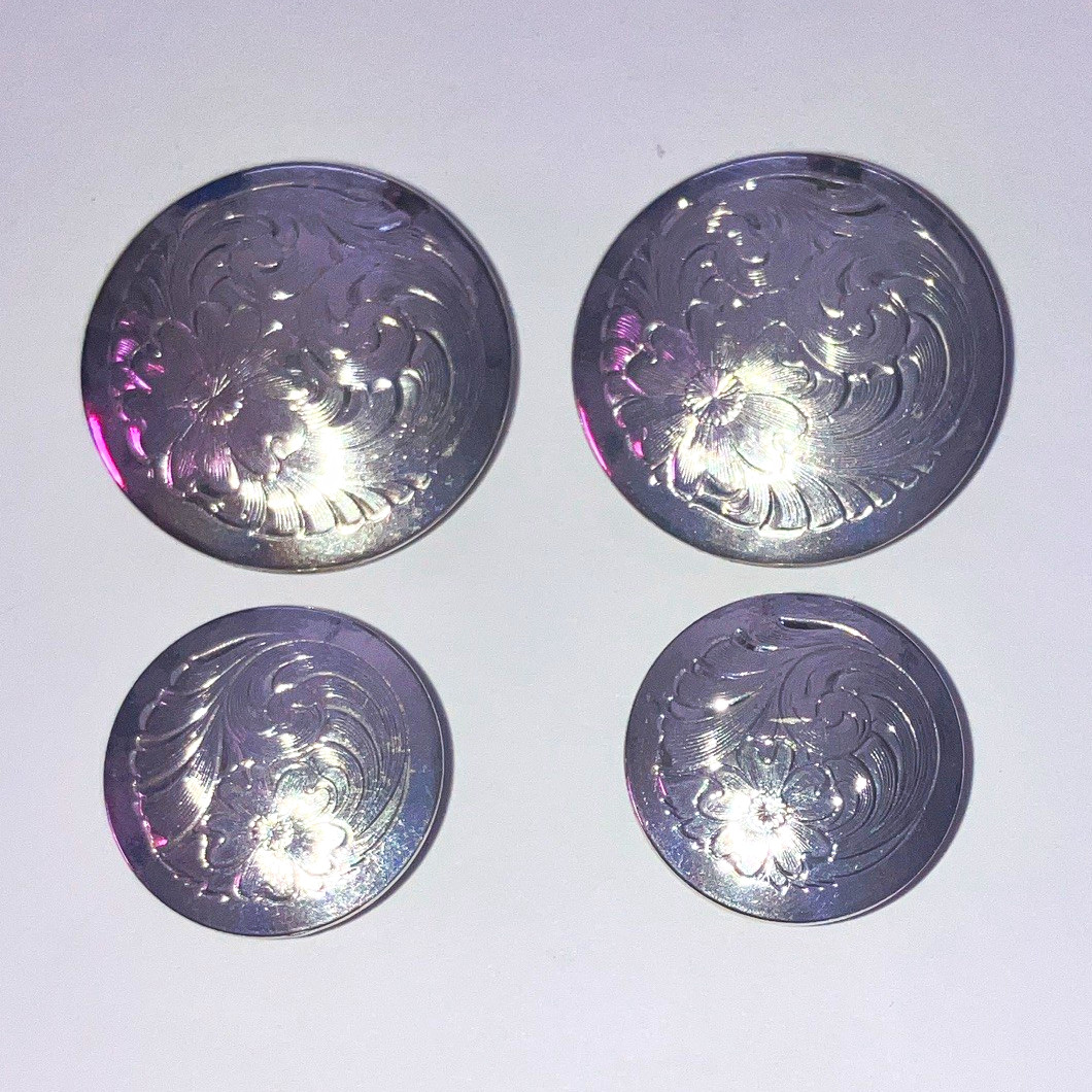 Lot of 4 Silver Metal Round Floral Show Halter, Bridle or Saddle Accessories Lot of 4 Silver Metal Round Floral Show Halter, Bridle or Saddle Accessories