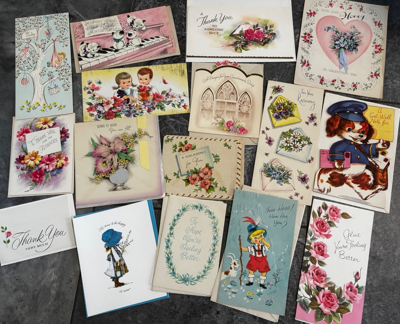 Lot of 16 Vintage Greeting Cards 1940s-50s Valentine Get Well Die Cut Ephemera Lot of 16 Vintage Greeting Cards 1940s-50s Valentine Get Well Die Cut Ephemera