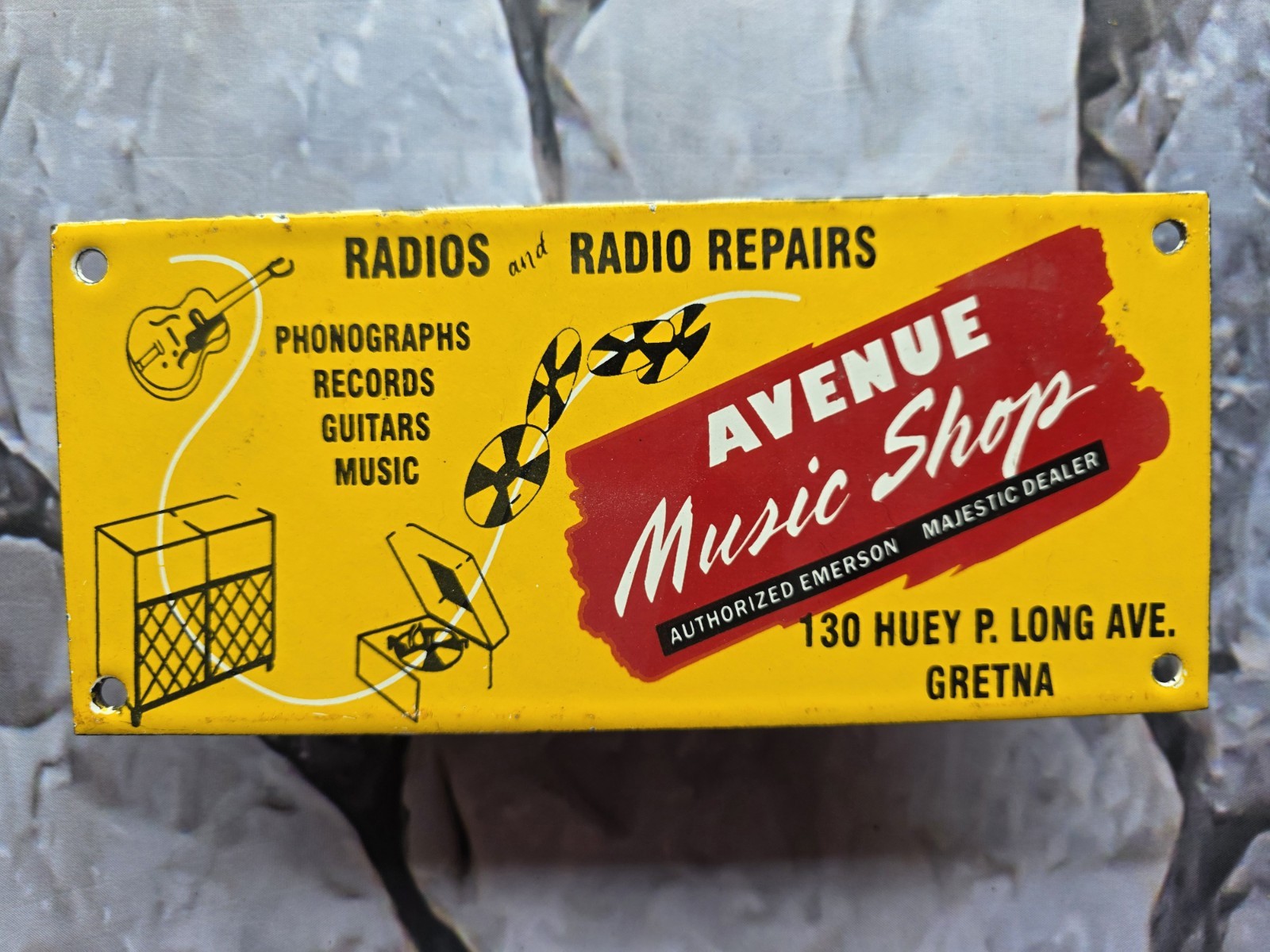 VINTAGE AVENUE MUSIC SHOP PORCELAIN SIGN JUKE BOX RECORD 10\