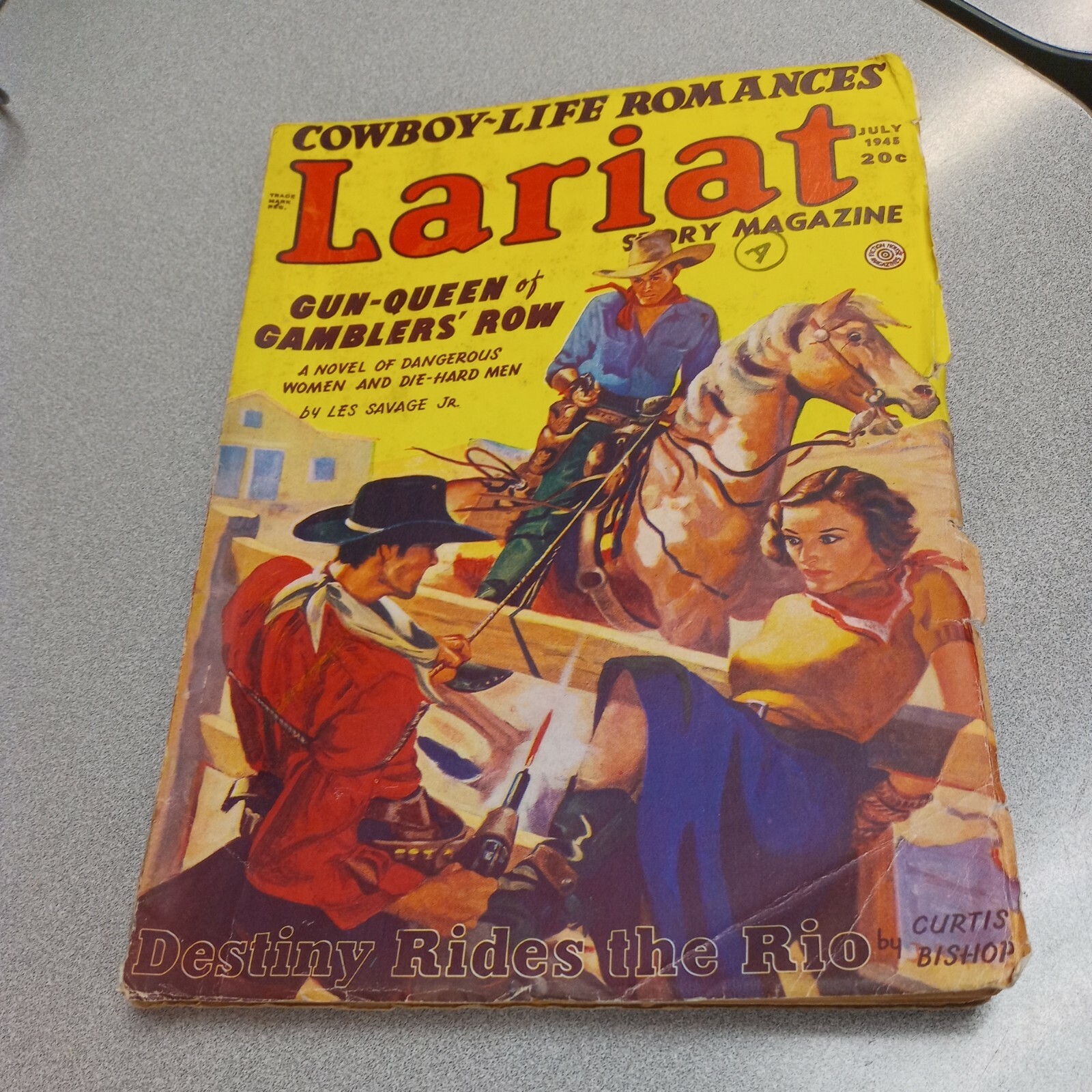 Lariat Pulp J 1945 Saunders Fiction house good girl art headlights bondage cover Lariat Pulp J 1945 Saunders Fiction house good girl art headlights bondage cover