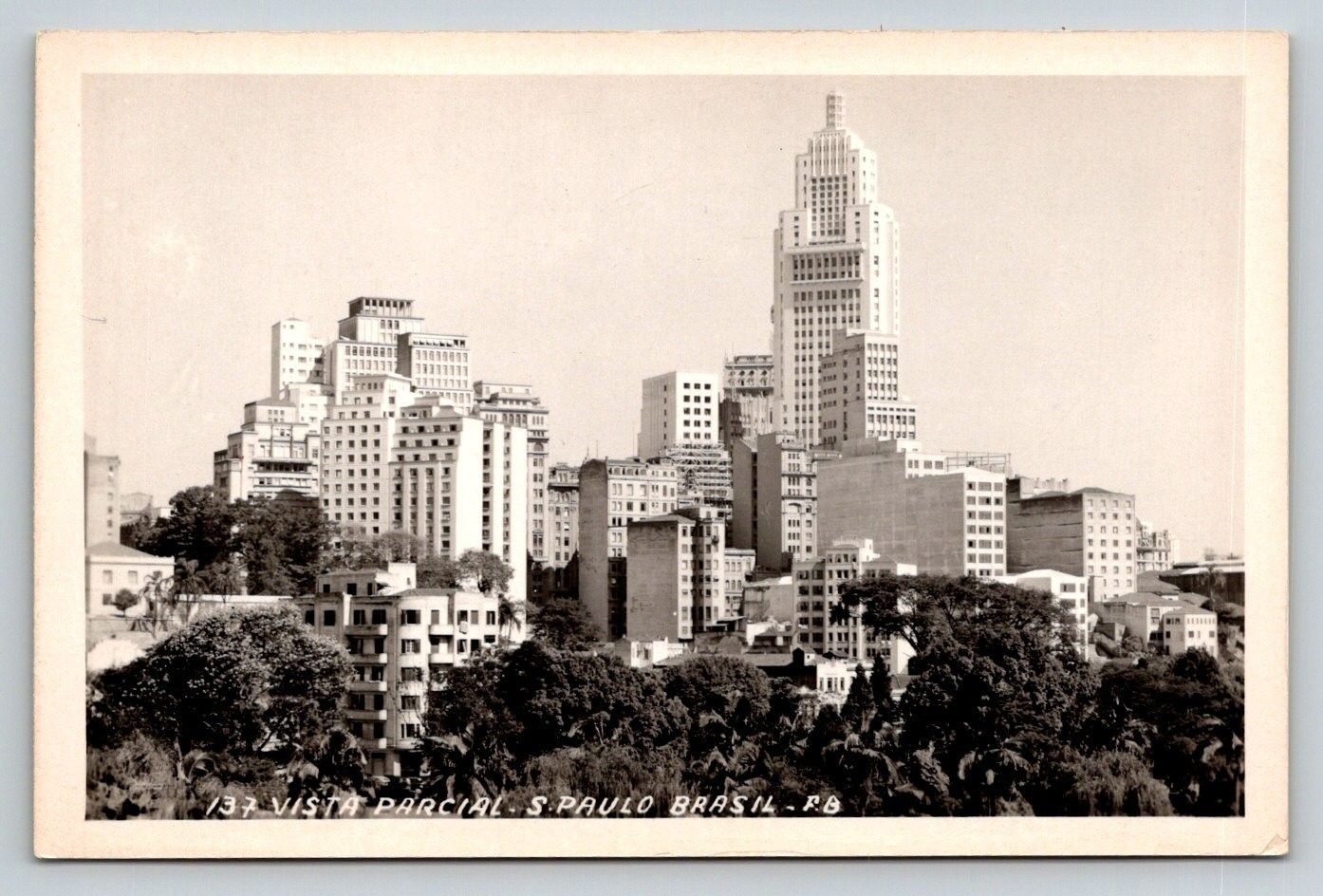RPPC São Paulo Brazil City View Skyscraper VISTA PARCIAL Vintage Postcard
