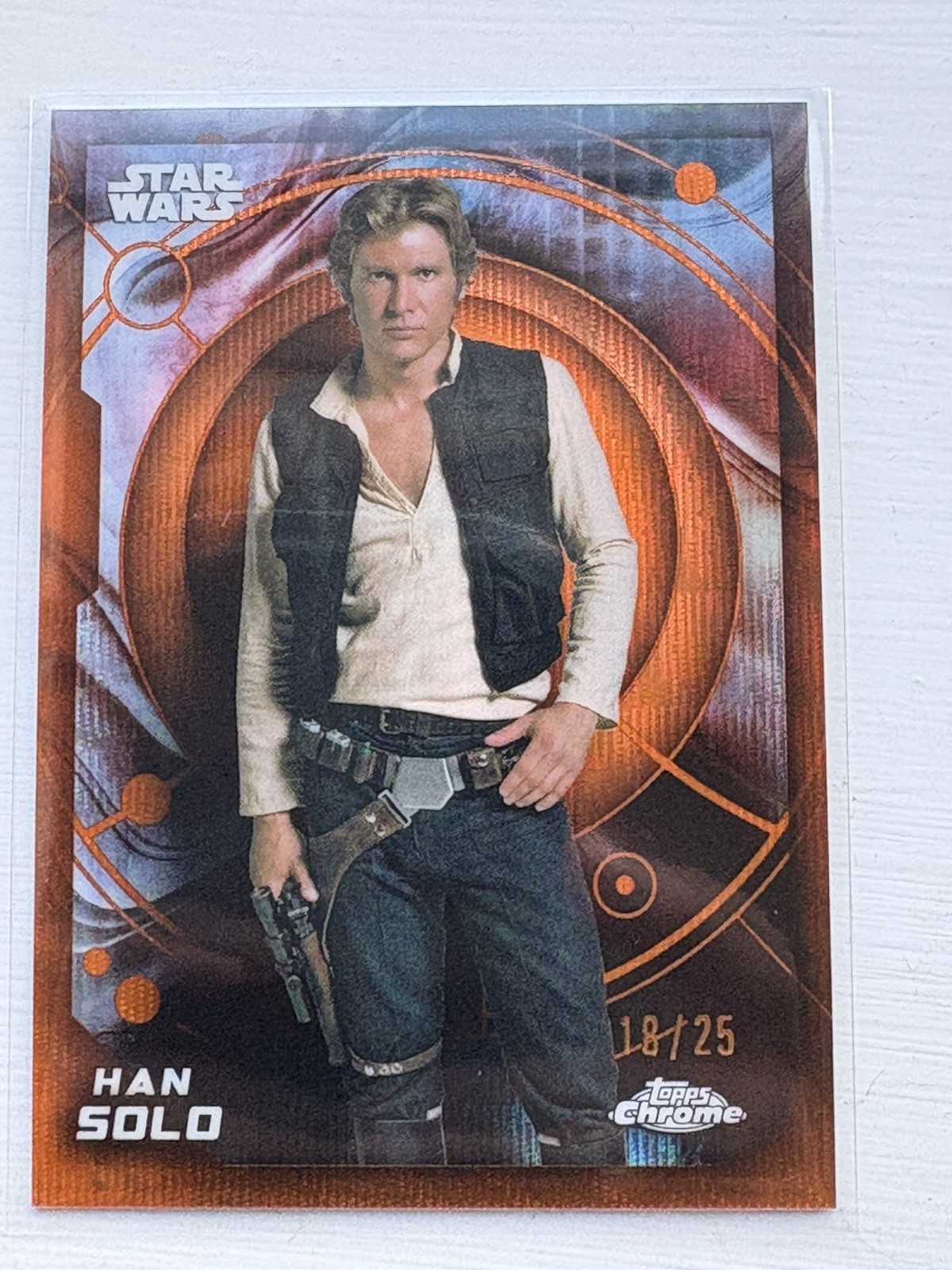 ⭐️ 2026 Topps Chrome Star Wars #83 Han Solo Orange Refractor 18/25 RARE ⭐️ 2026 Topps Chrome Star Wars #83 Han Solo Orange Refractor 18/25 RARE