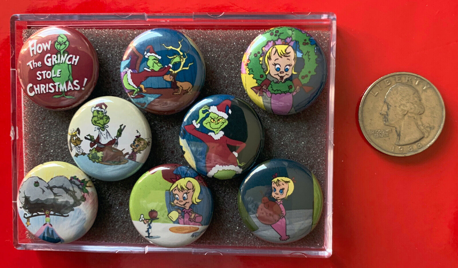 How The Grinch Stole Christmas 1966 Set of 8 Xmas 1.0 inch Round CERAMIC Magnets