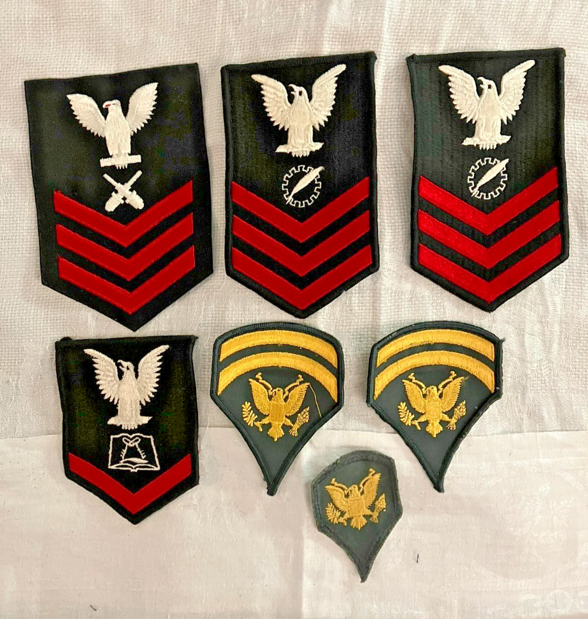 Vintage US Navy Rate Patch Lot WWII Post-War PO1 PO3 Seabee CE MM Storekeeper