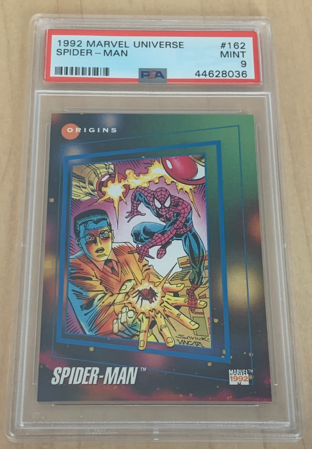 1992 Marvel Universe #162 (Origin of Spider-Man) 💎 SPIDER-MAN 💎 PSA 9 💎