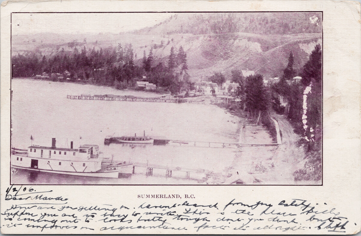Summerland BC British Columbia Steamship c1906 Private Postcard G60 Summerland BC British Columbia Steamship c1906 Private Postcard G60