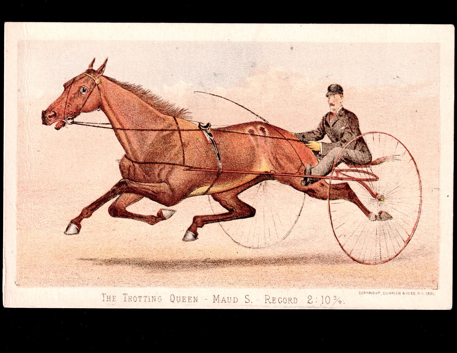 Currier & Ives © 1881 The Trotting Queen Maud S C&I Victorian Trade Card SR.104