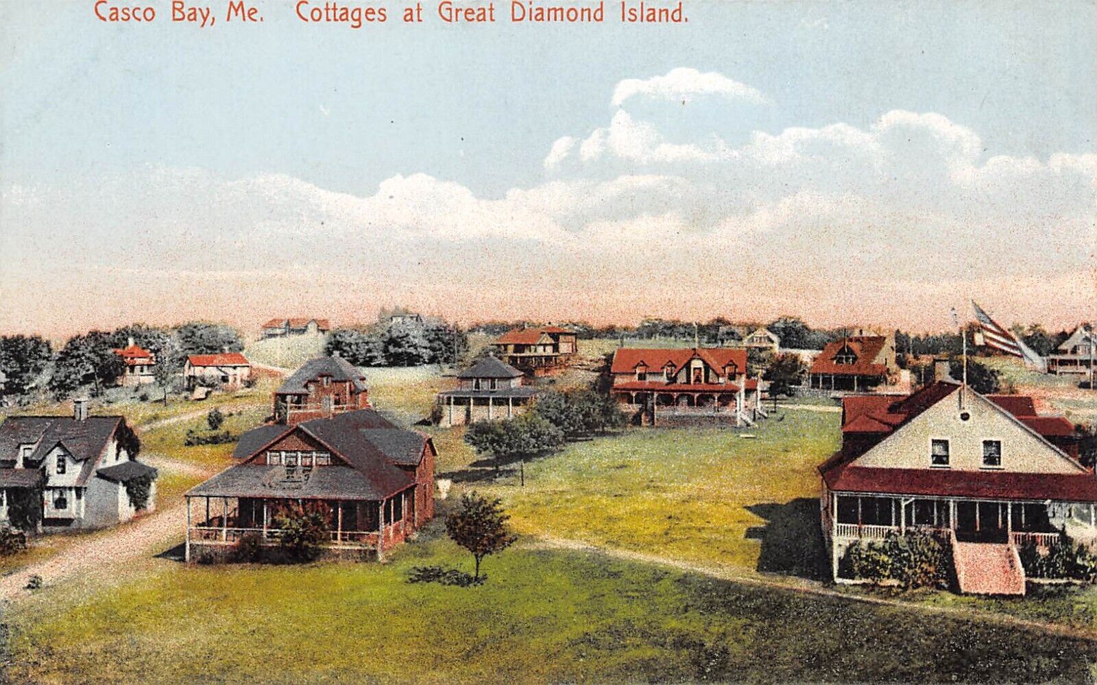 UPICK POSTCARD Casco Bay Maine Cottages at Great Diamond Island c1910
