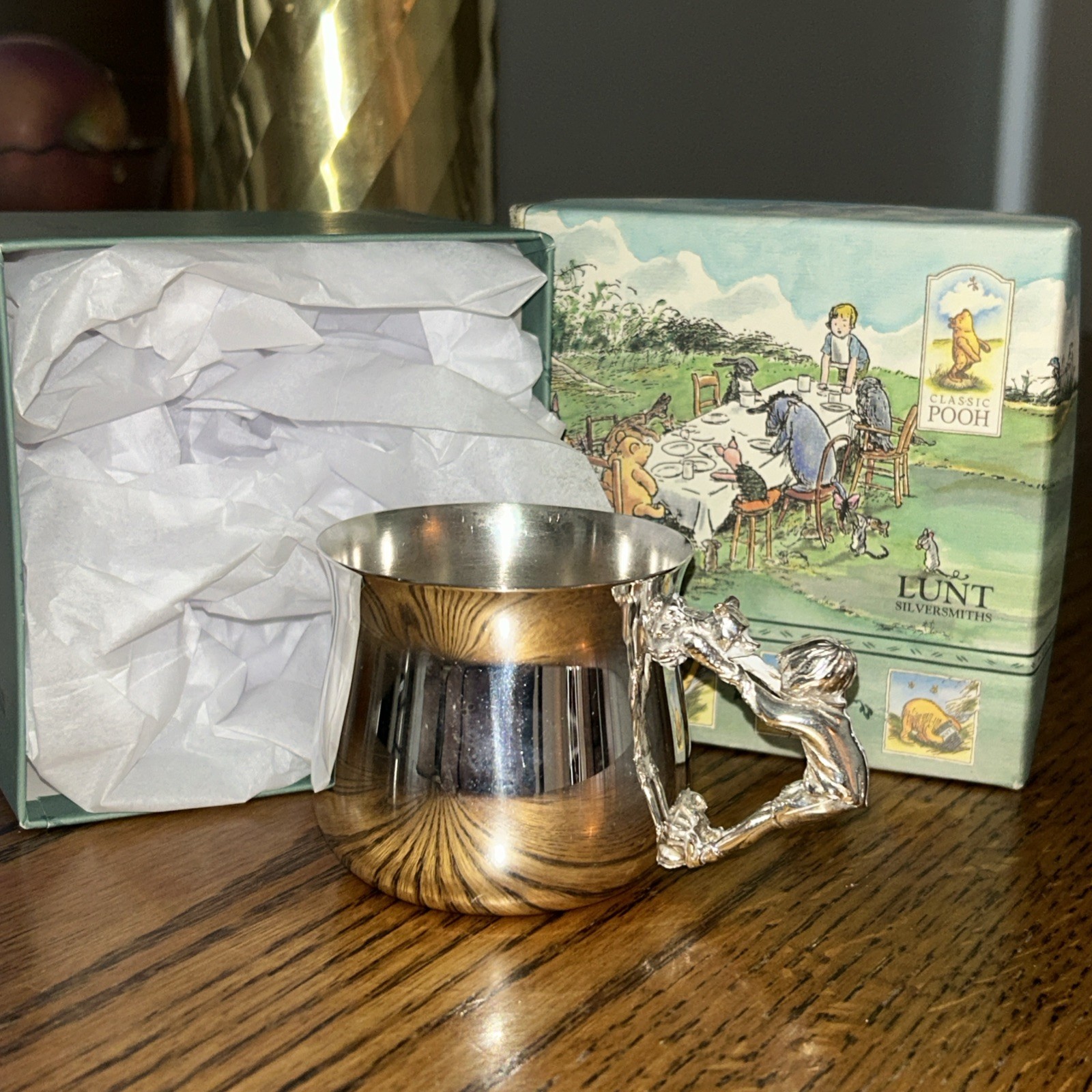 Lunt Disney Winnie the Pooh Christopher Robin Silverplate Baby Cup W500 Box