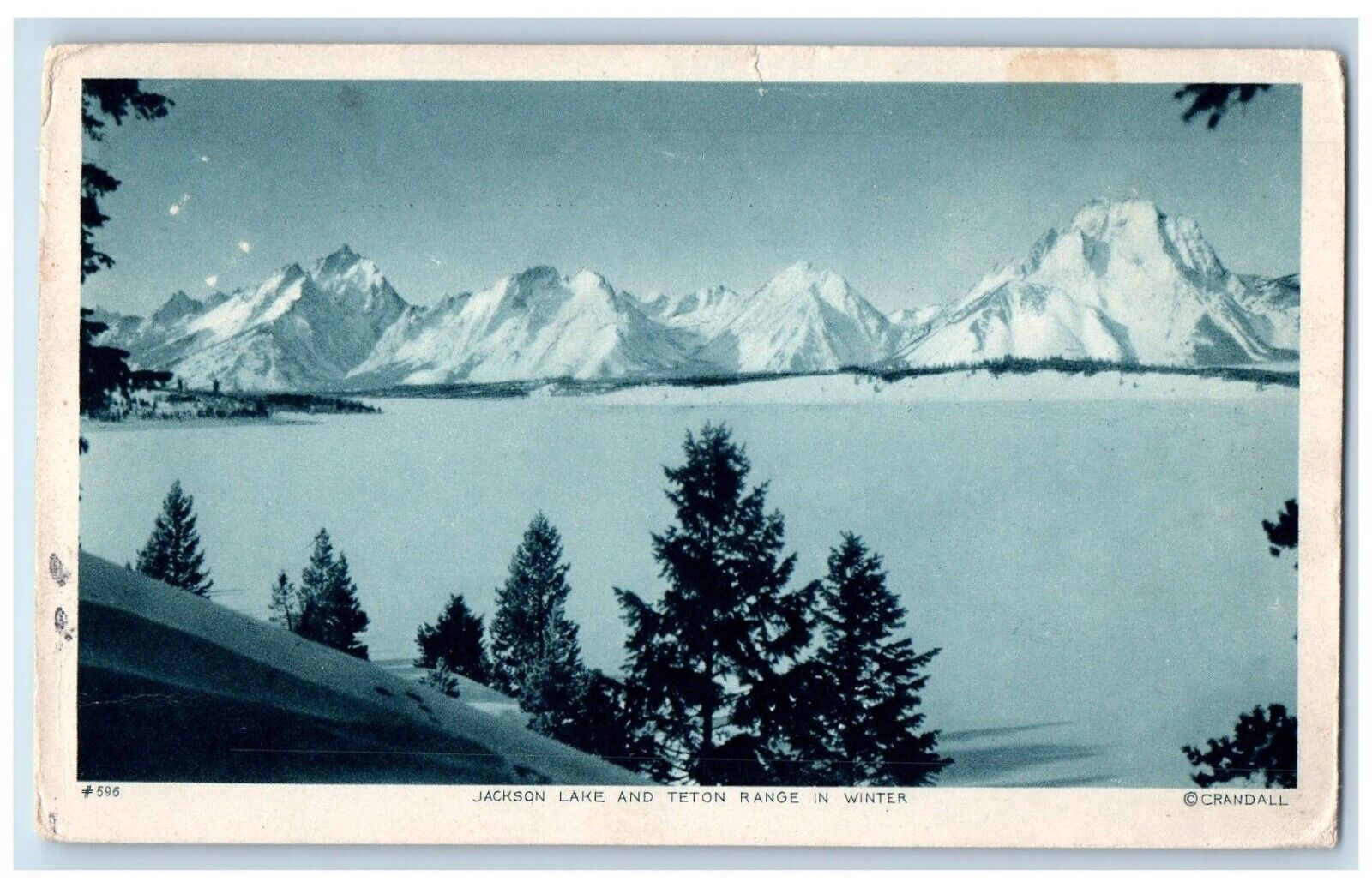 1933 Jackson Lake Teton Range Winter Grant Teton National Park Wyoming Postcard
