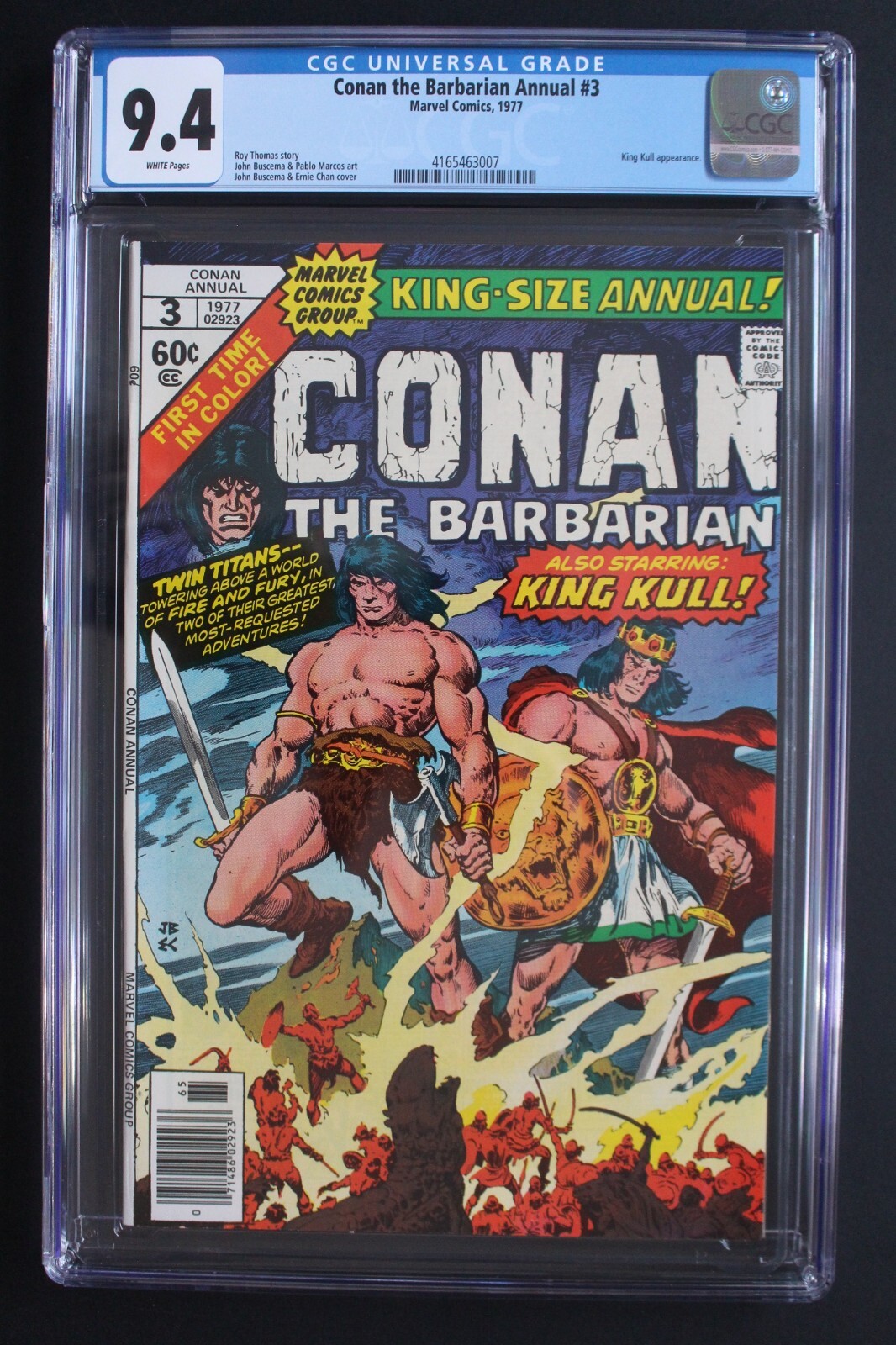CONAN THE BARBARIAN ANNUAL #3 KING KULL Chaykin Neal Adams 1977 Buscema CGC 9.4