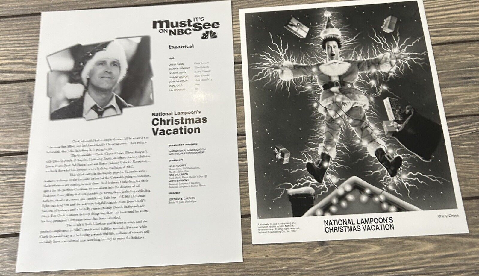 VTG NBC National Lampoons Christmas Vacation Press Release Photo and Fact Sheet