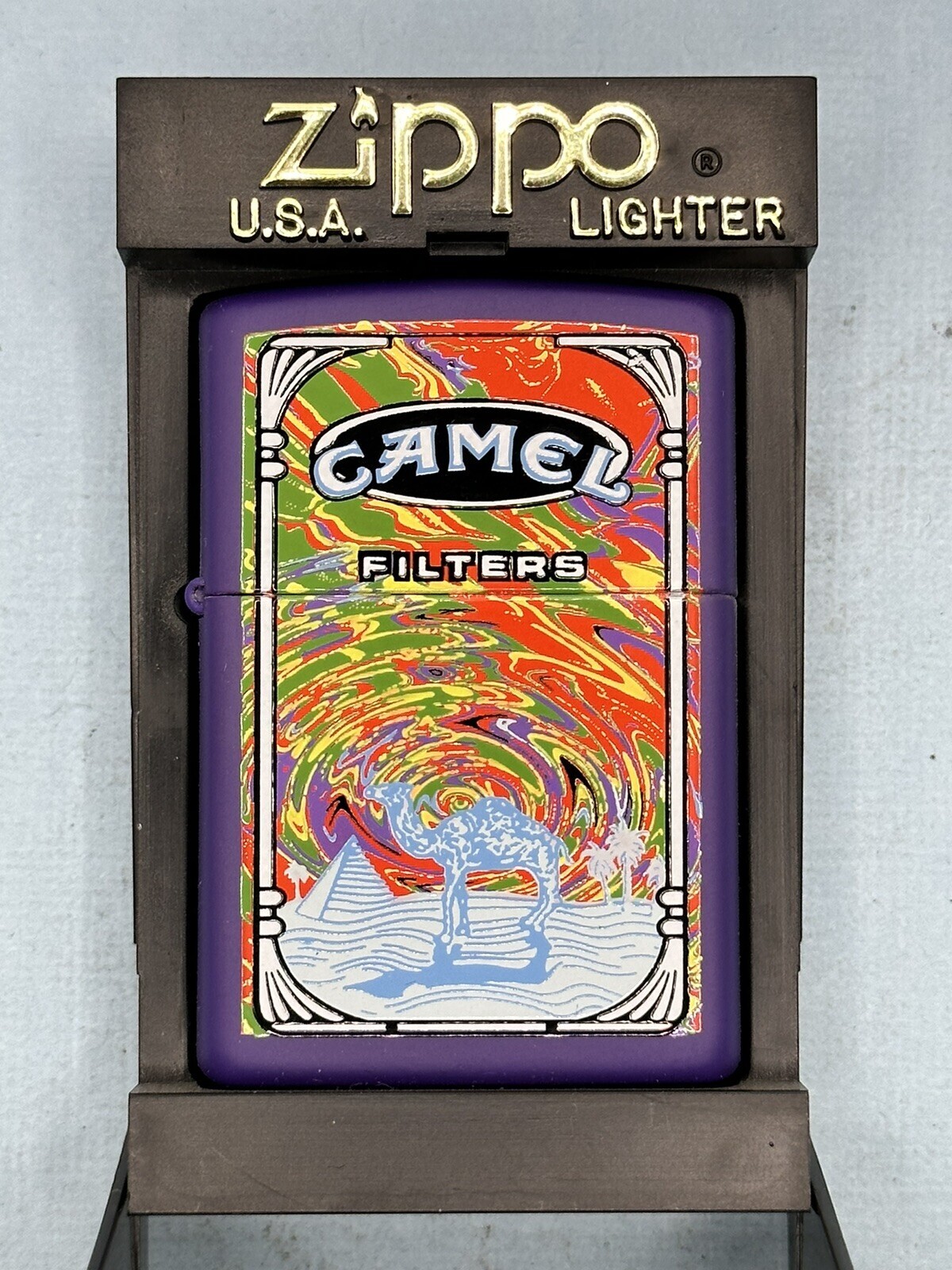 1999 Camel Psychedelic Dust Storm Purple Matte Zippo Lighter NEW Exclusive B76