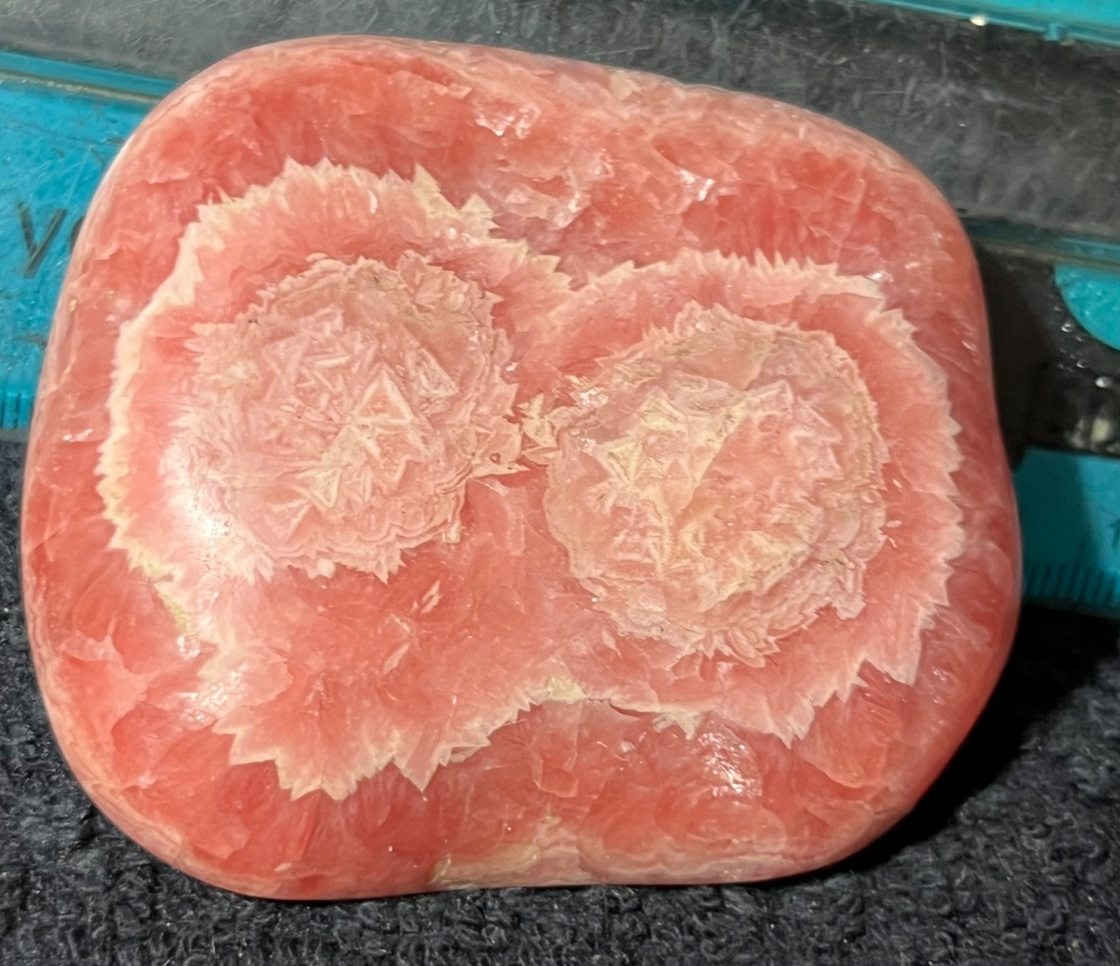 Polished Rhodochrosite-Beautiful Pink & White Pattern 156 Grams Polished Rhodochrosite-Beautiful Pink & White Pattern 156 Grams