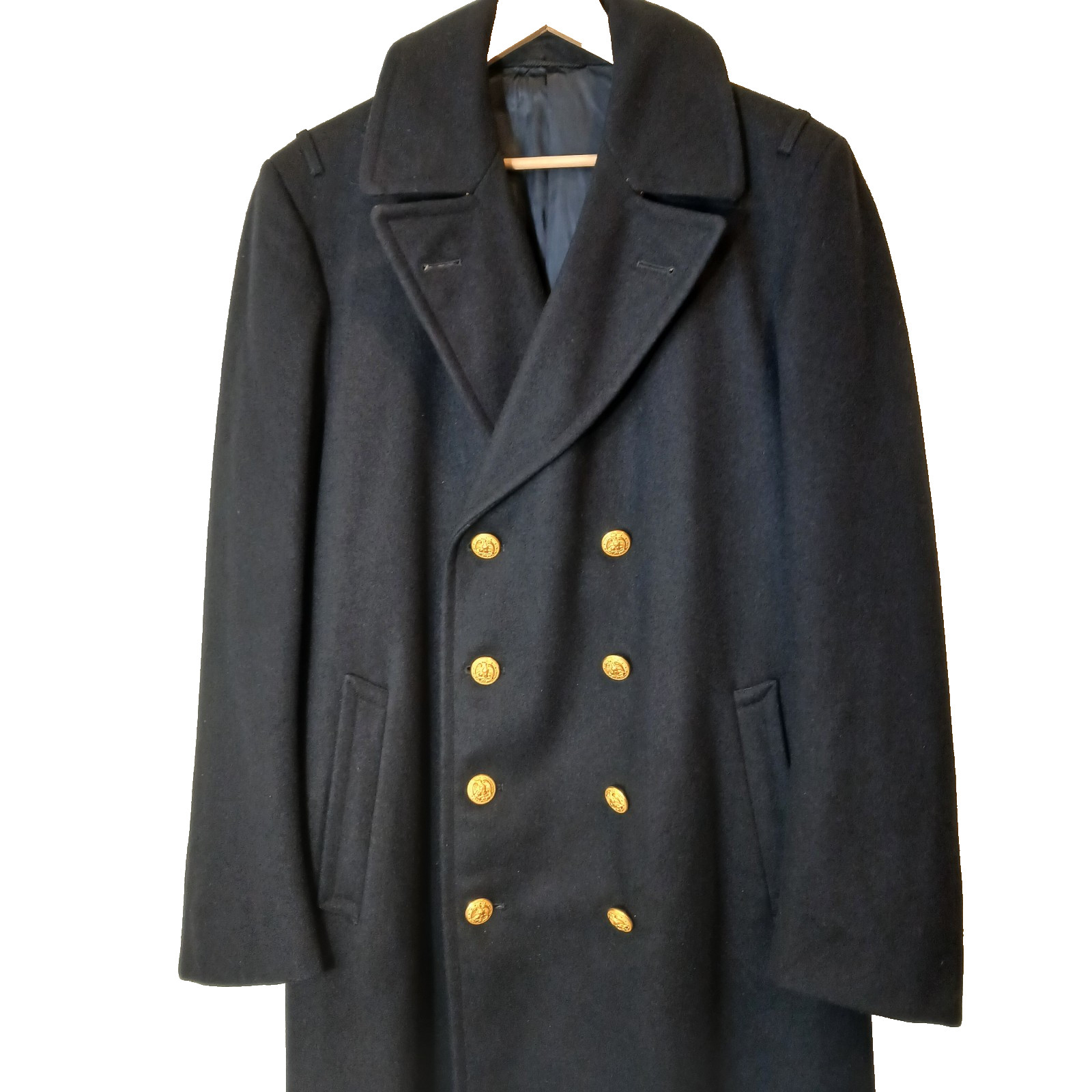 Vintage 1968 US Navy Officer Bridge Coat 100% Wool Vietnam Era Long Military